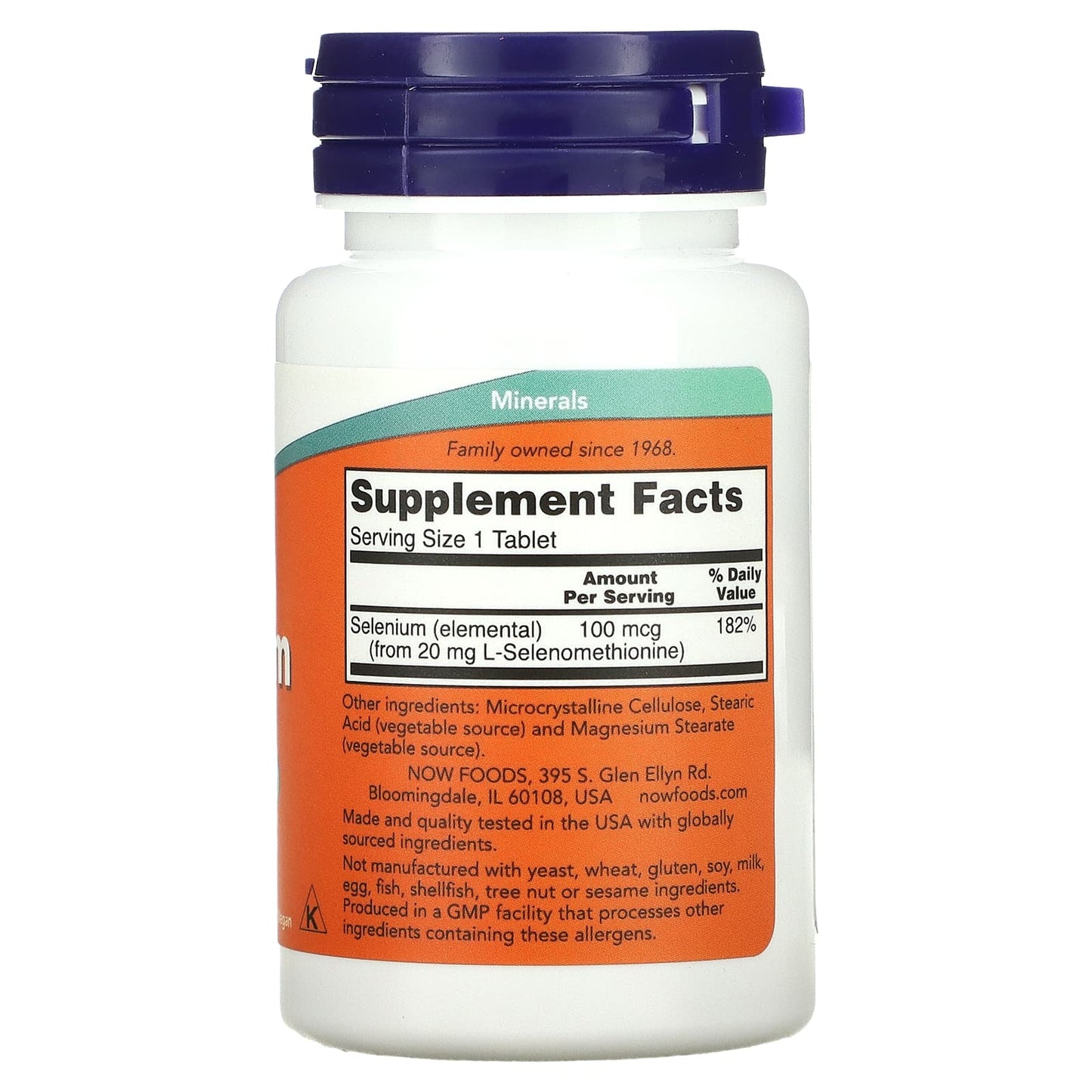 Now Foods, Selenium 100mcg Yeast Free, 100 Tablets UPC 733739014801 | HiLife Vitamins