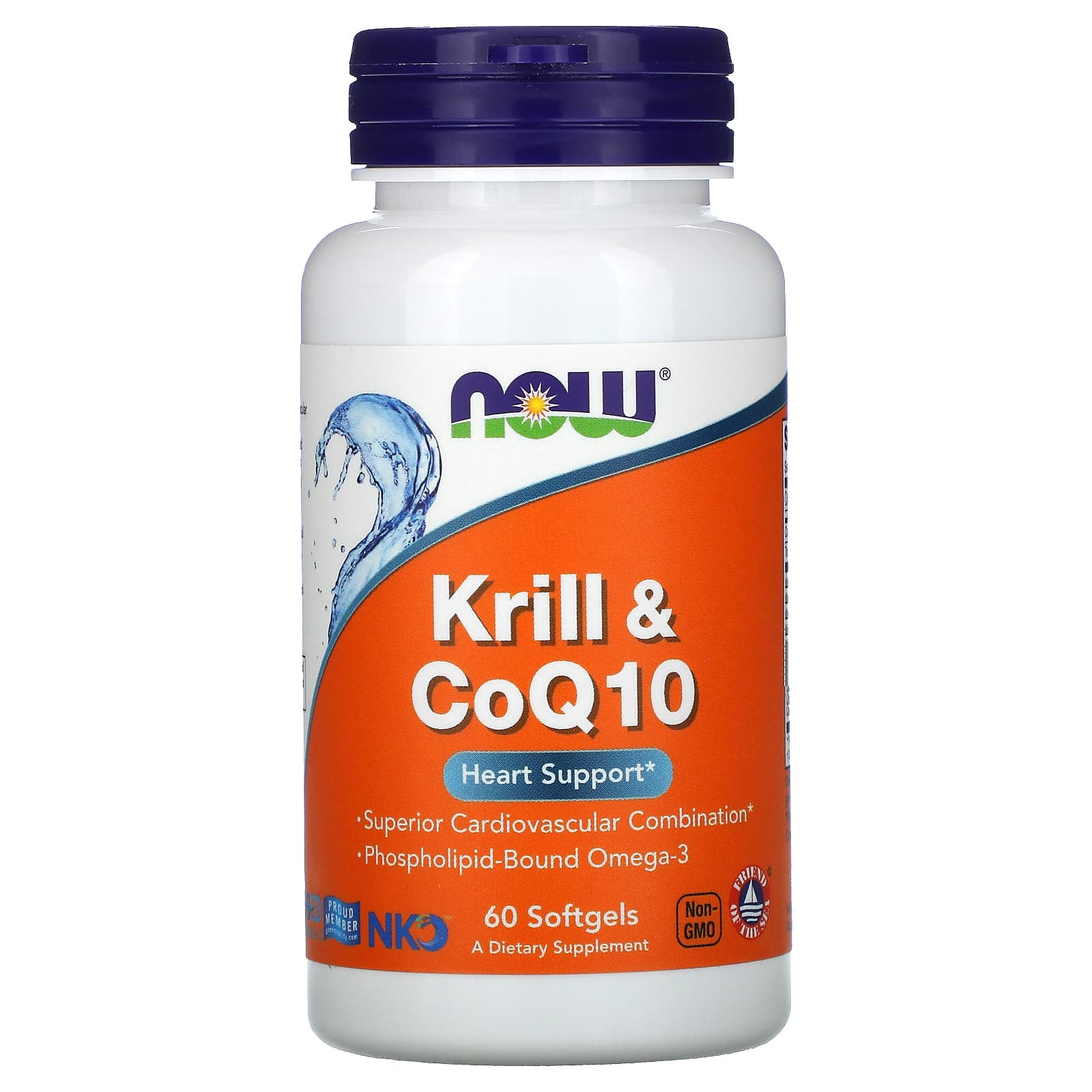 Now Foods, KRILL OIL & CoQ10 HEART SUPPORT, 60 Softgels UPC 733739016287 | HiLife Vitamins