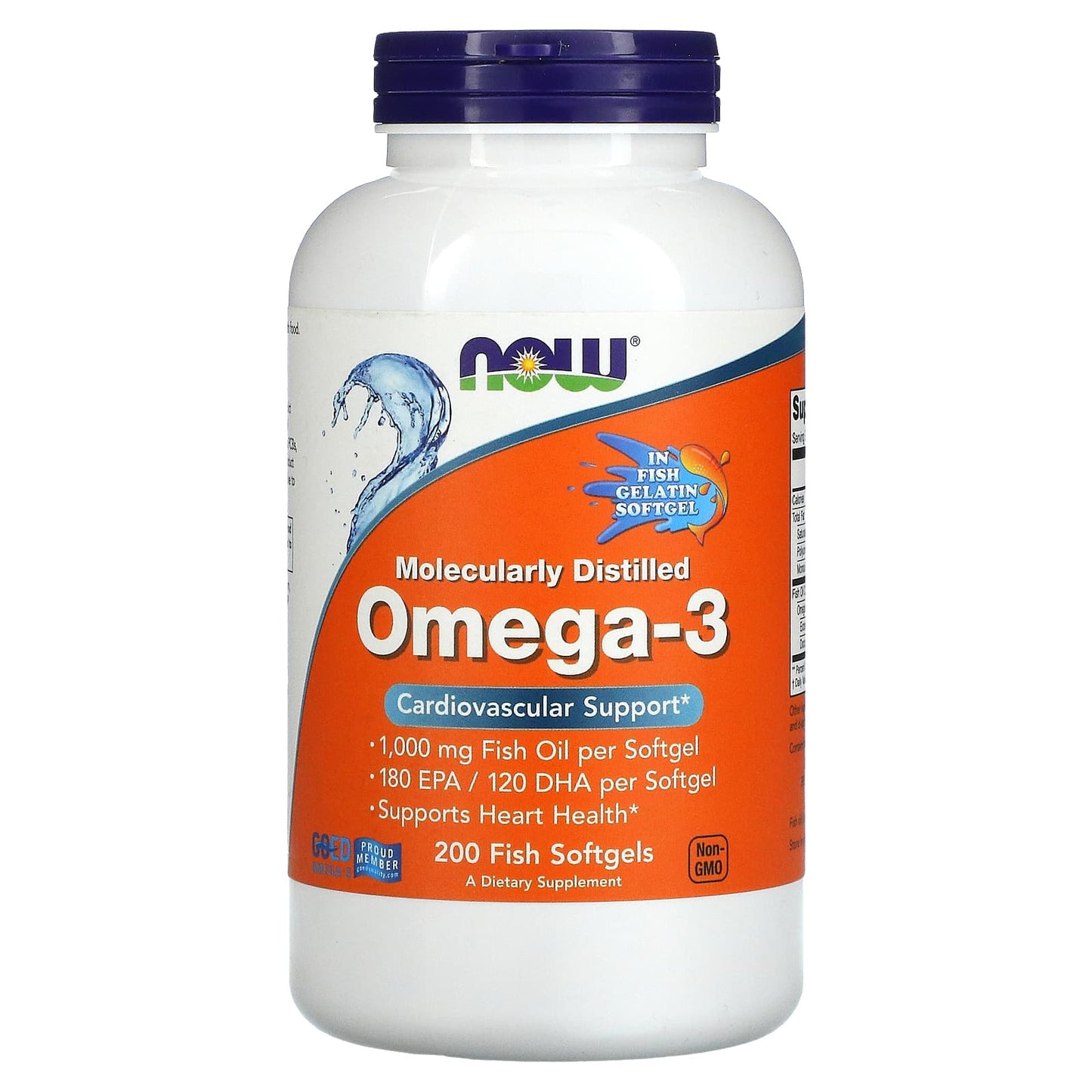 Now Foods, OMEGA-3 FO 1000mg 180/120 FISH GELATIN, 200 SGELS UPC 733739016485 | HiLife Vitamins
