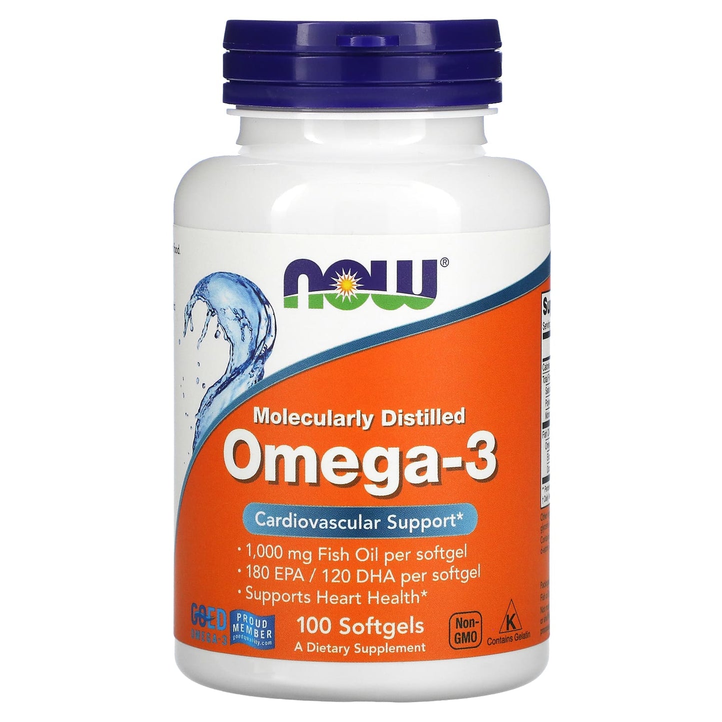 Now Foods, Omega-3 1000 mg, 100 Softgels UPC 733739016508 | HiLife Vitamins