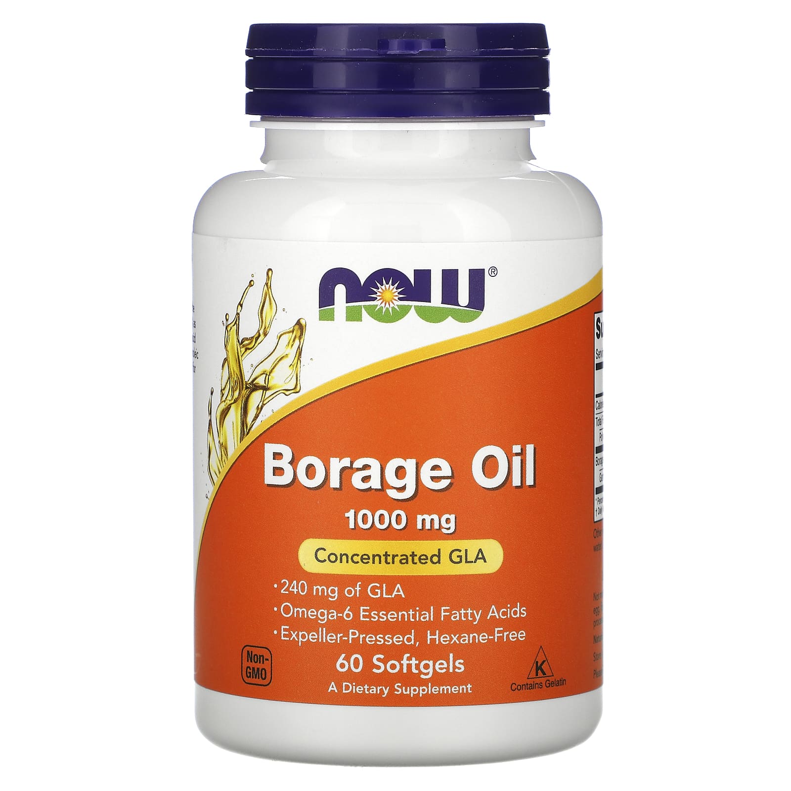 Now Foods, BORAGE OIL 240mg, 60 Softgels UPC 733739017208 | HiLife Vitamins