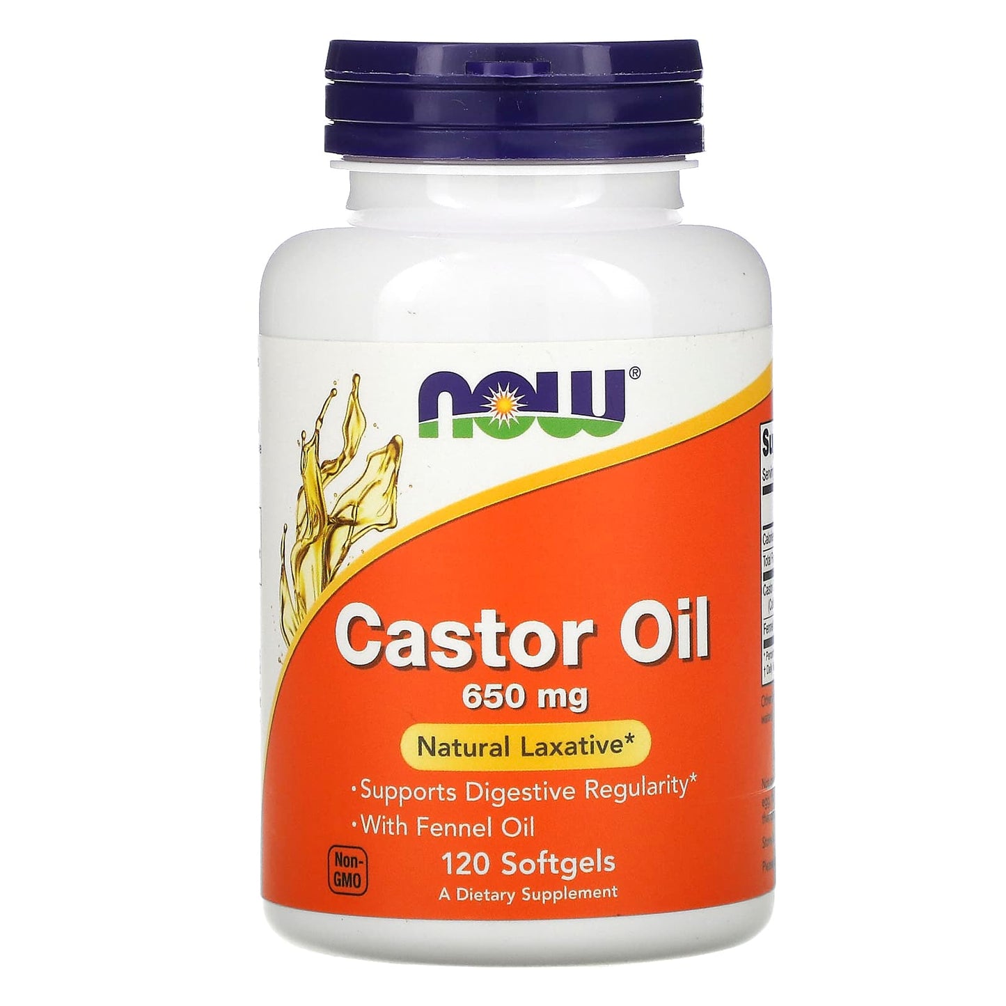 Now Foods, CASTOR OIL 650MG, 120 Softgels UPC 733739017239 | HiLife Vitamins
