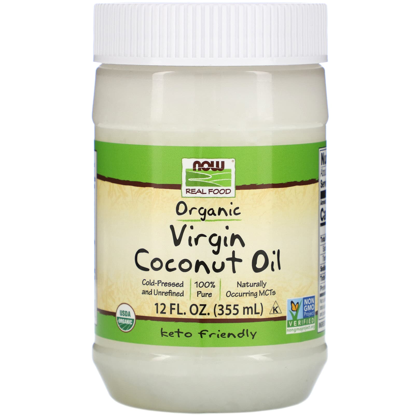 Now Foods, Coconut Oil Virgin Organic, 12 OZ oil UPC 733739017253 | HiLife Vitamins