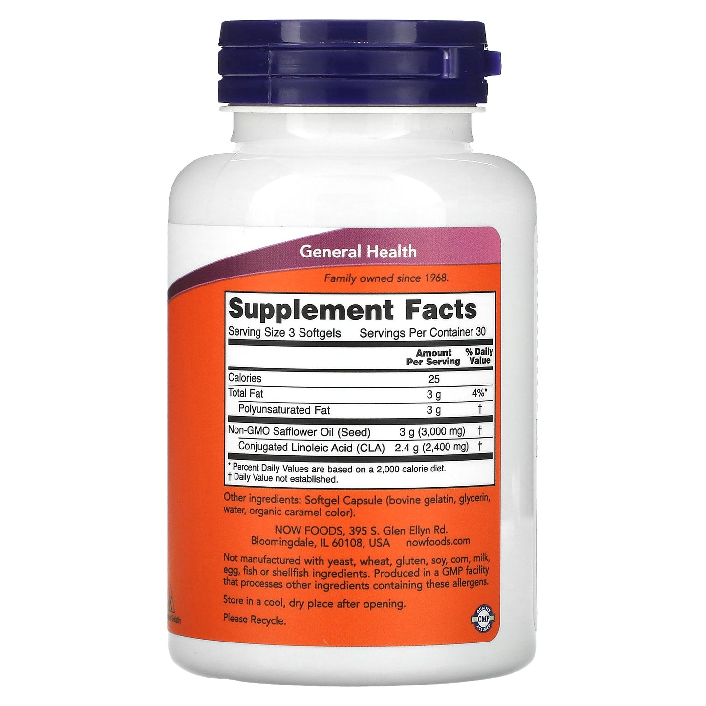 Now Foods, CLA, 800 mg, 90 Softgels UPC 733739017277 | HiLife Vitamins