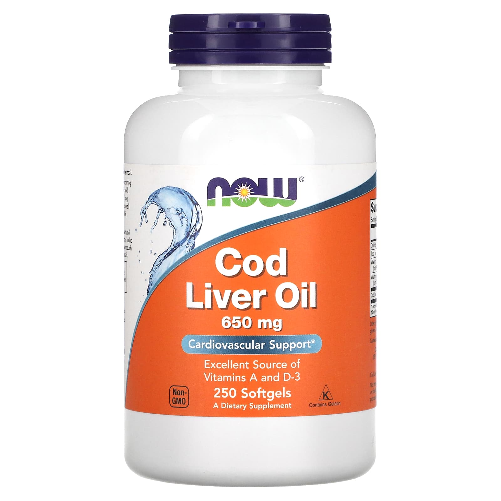 Now Foods, COD LIVER OIL 650MG, 250 Softgels UPC 733739017420 | HiLife Vitamins