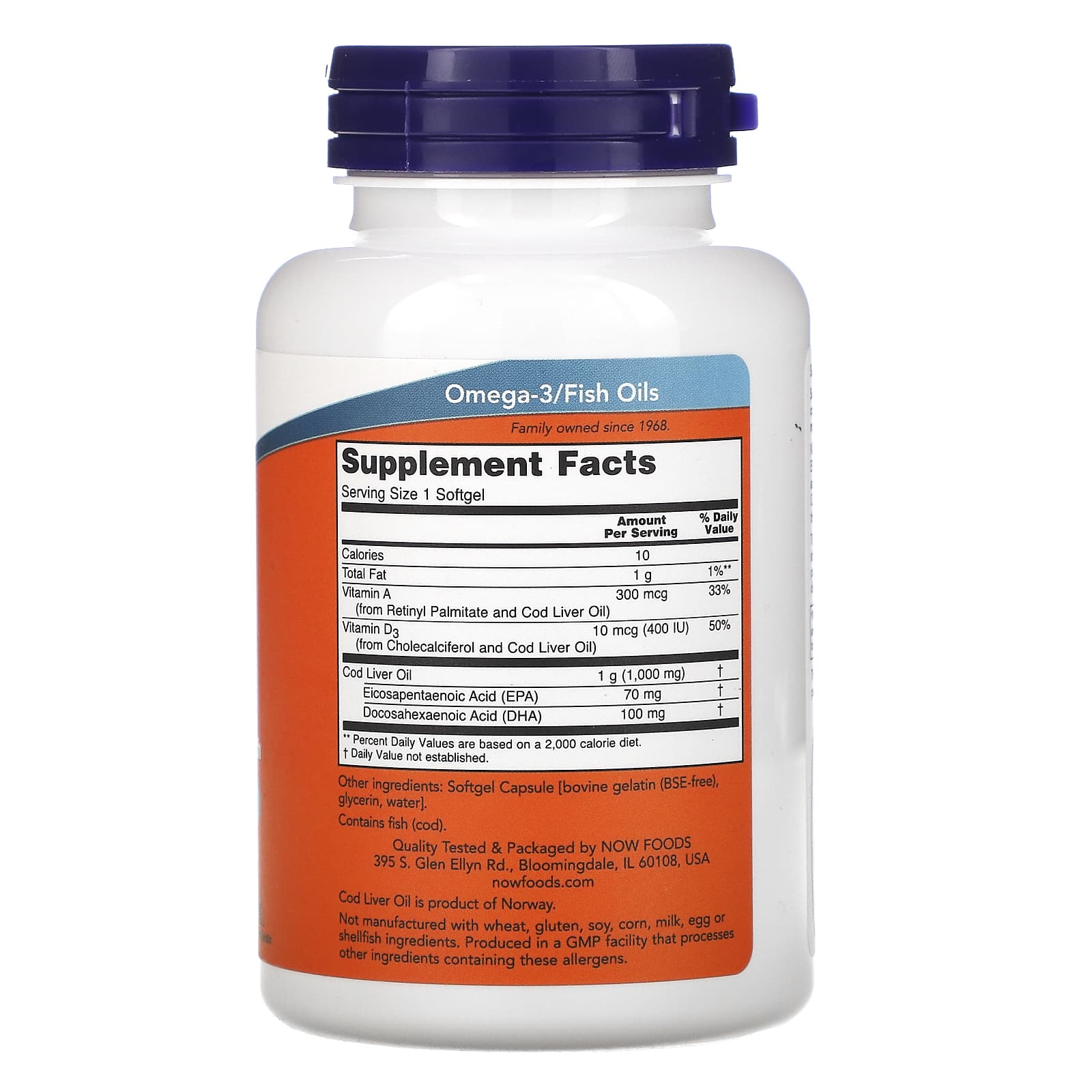 Now Foods, Cod Liver Oil 1,000mg, 90 oil UPC 733739017437 | HiLife Vitamins
