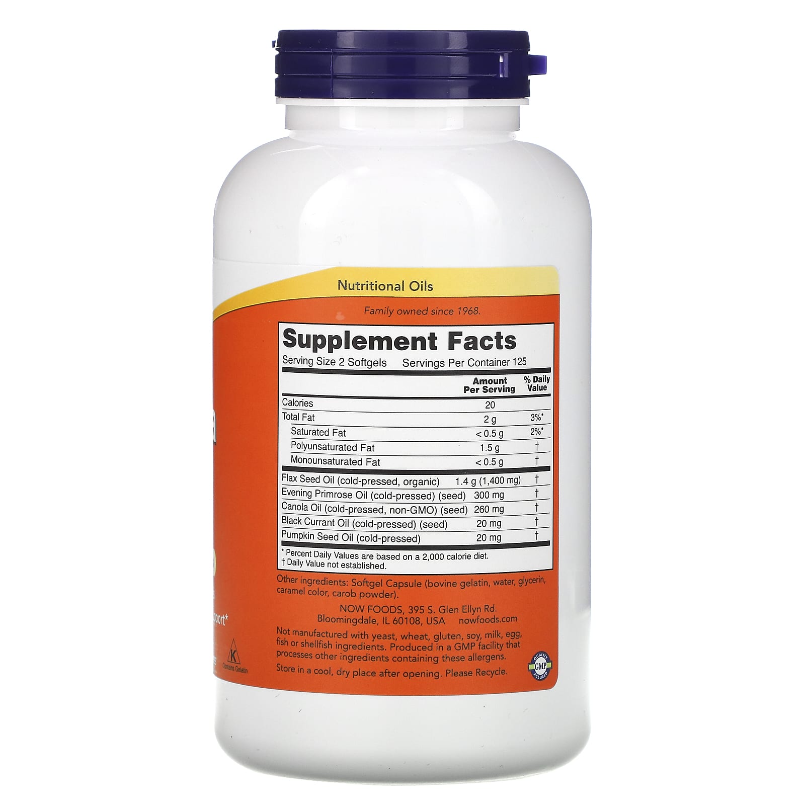 Now Foods, Omega 3-6-9, 1,000 mg, 250 Softgels UPC 733739018373 | HiLife Vitamins
