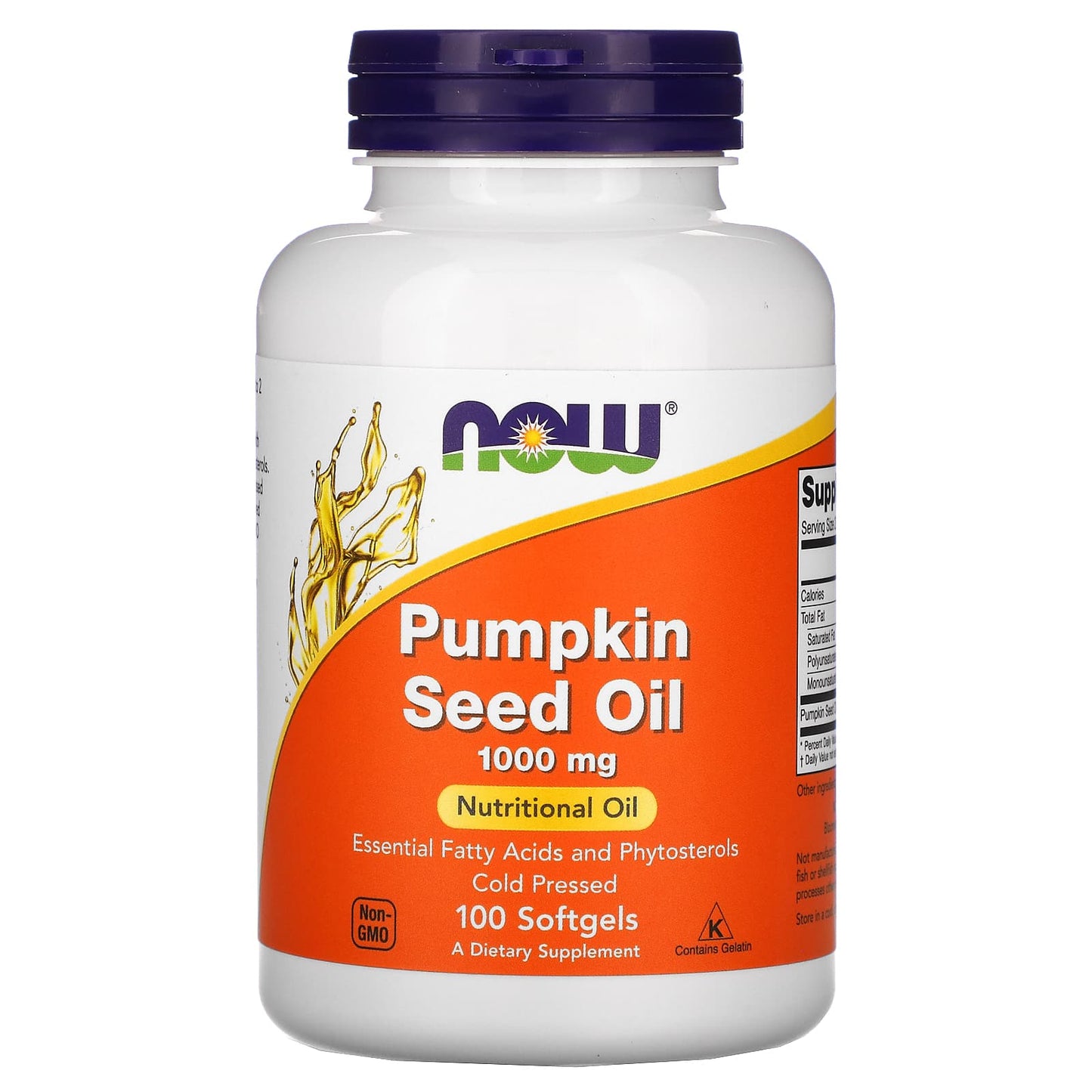 Now Foods, Pumpkin Seed Oil 1000 mg, 100 Softgels UPC 733739018403 | HiLife Vitamins