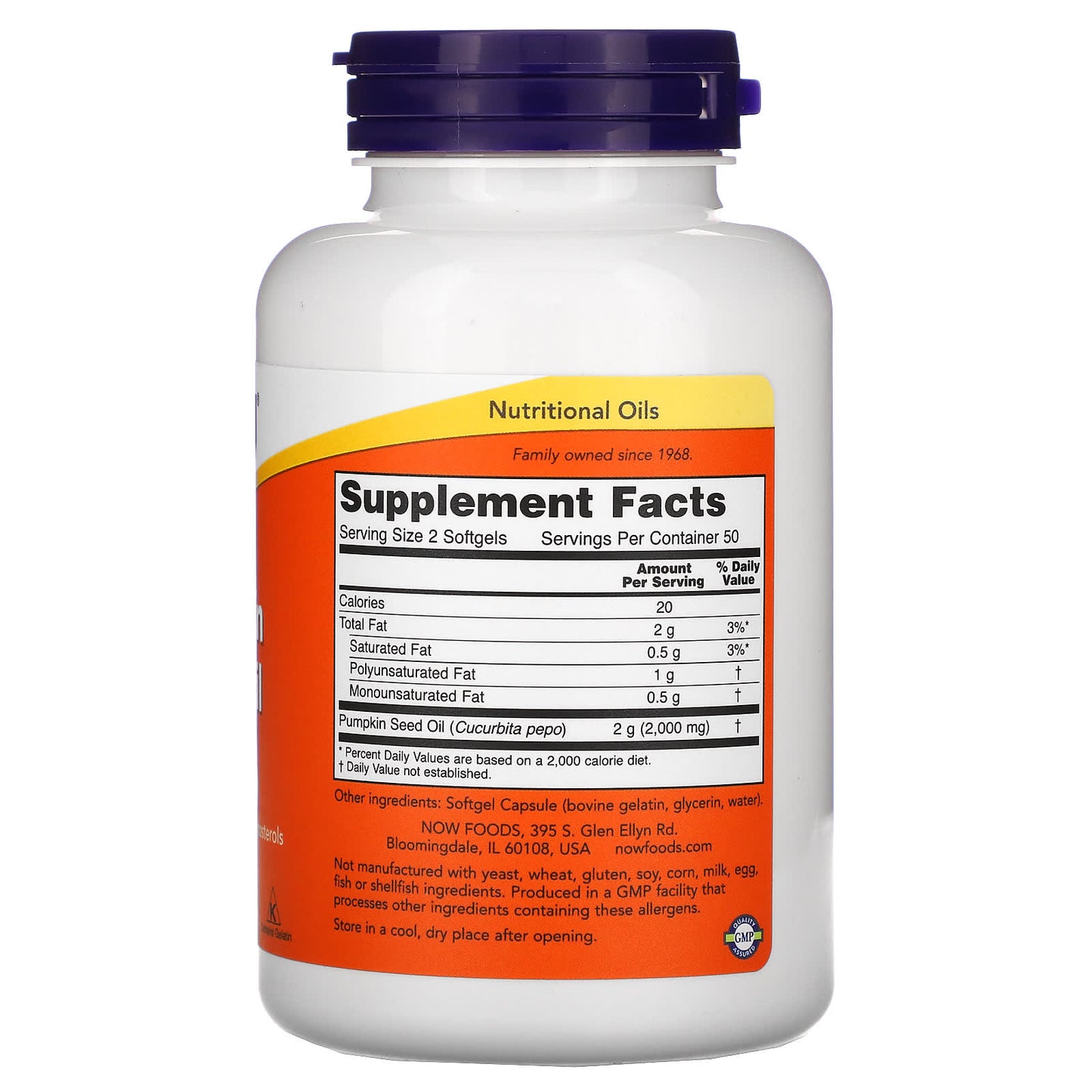 Now Foods, Pumpkin Seed Oil 1000 mg, 100 Softgels UPC 733739018403 | HiLife Vitamins