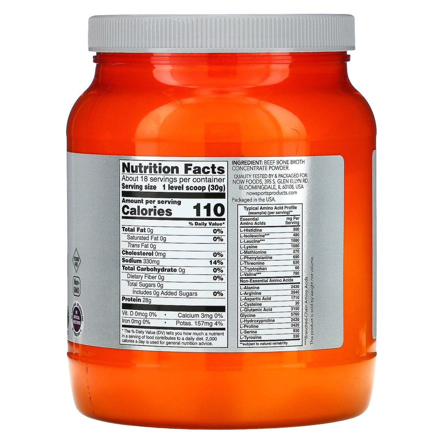 Now Foods, BEEF BONE BROTH PWD, 1.2 LB UPC 733739019608 | HiLife Vitamins