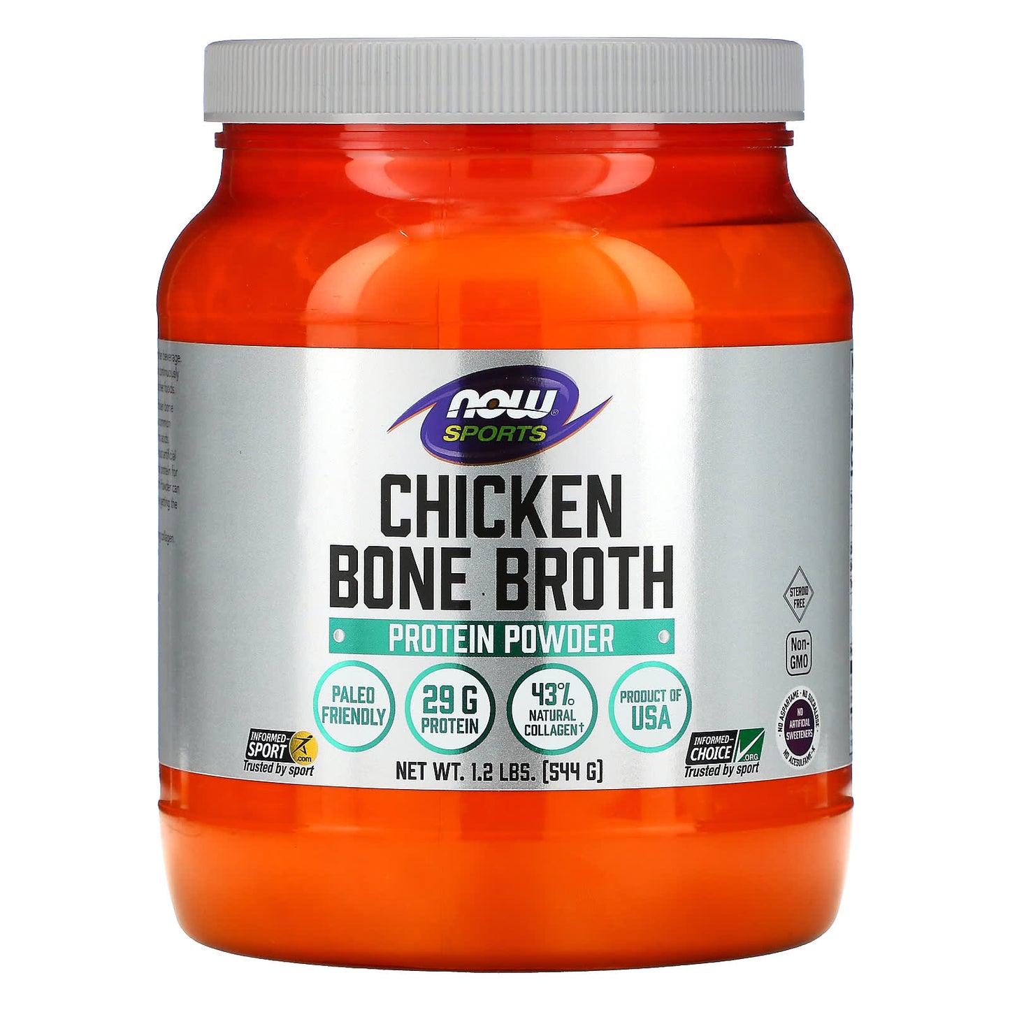 Now Foods, CHICKEN BONE BROTH PWD, 1.2 LB UPC 733739019622 | HiLife Vitamins