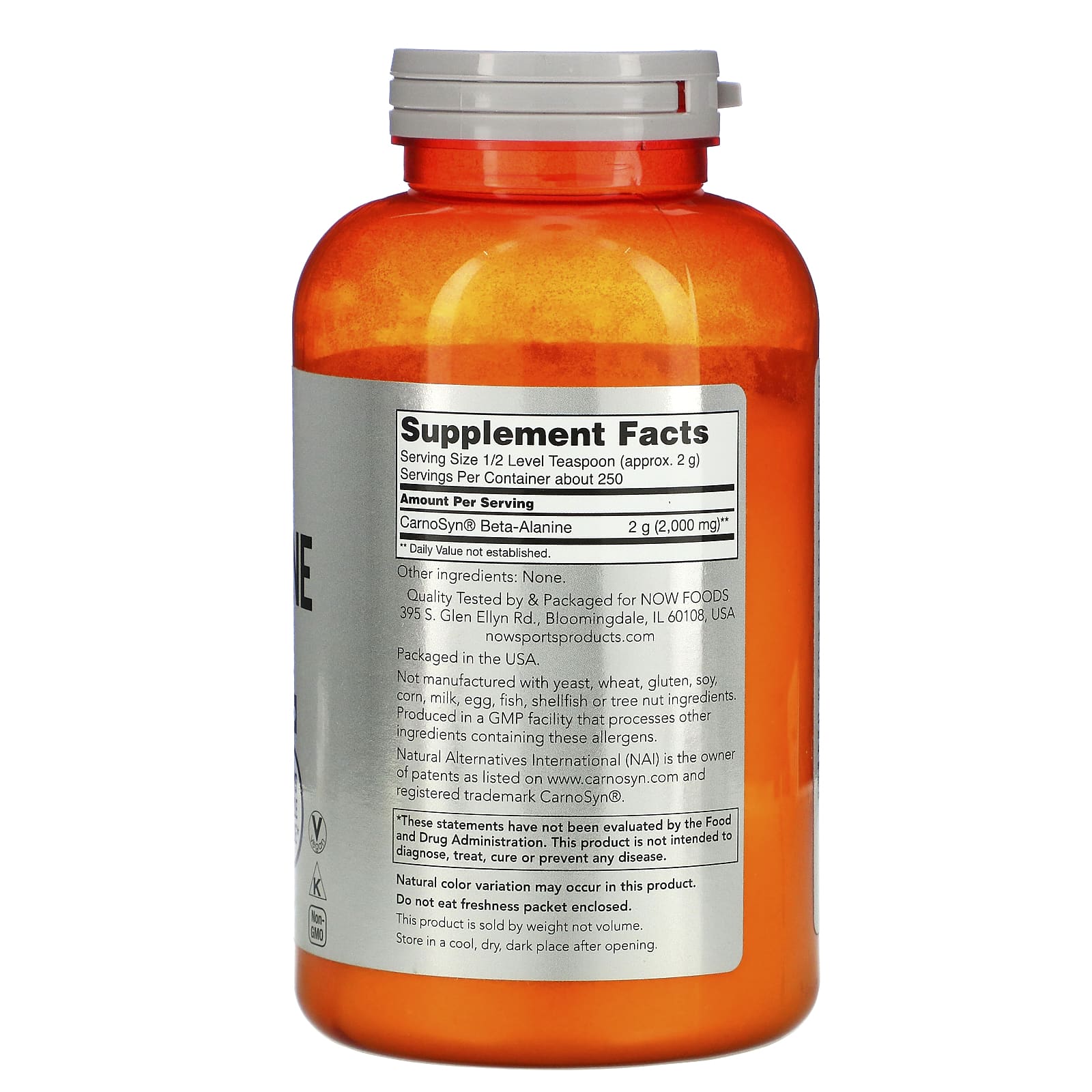 Now Foods, BETA ALANINE POWDER 500GM, POWDER 500GM UPC 733739020079 | HiLife Vitamins