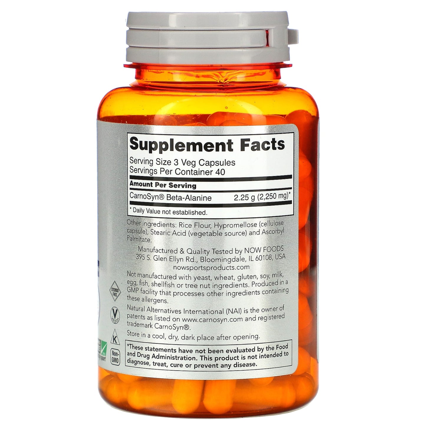 Now Foods, BETA ALANINE 120, 120 Capsules UPC 733739020086 | HiLife Vitamins