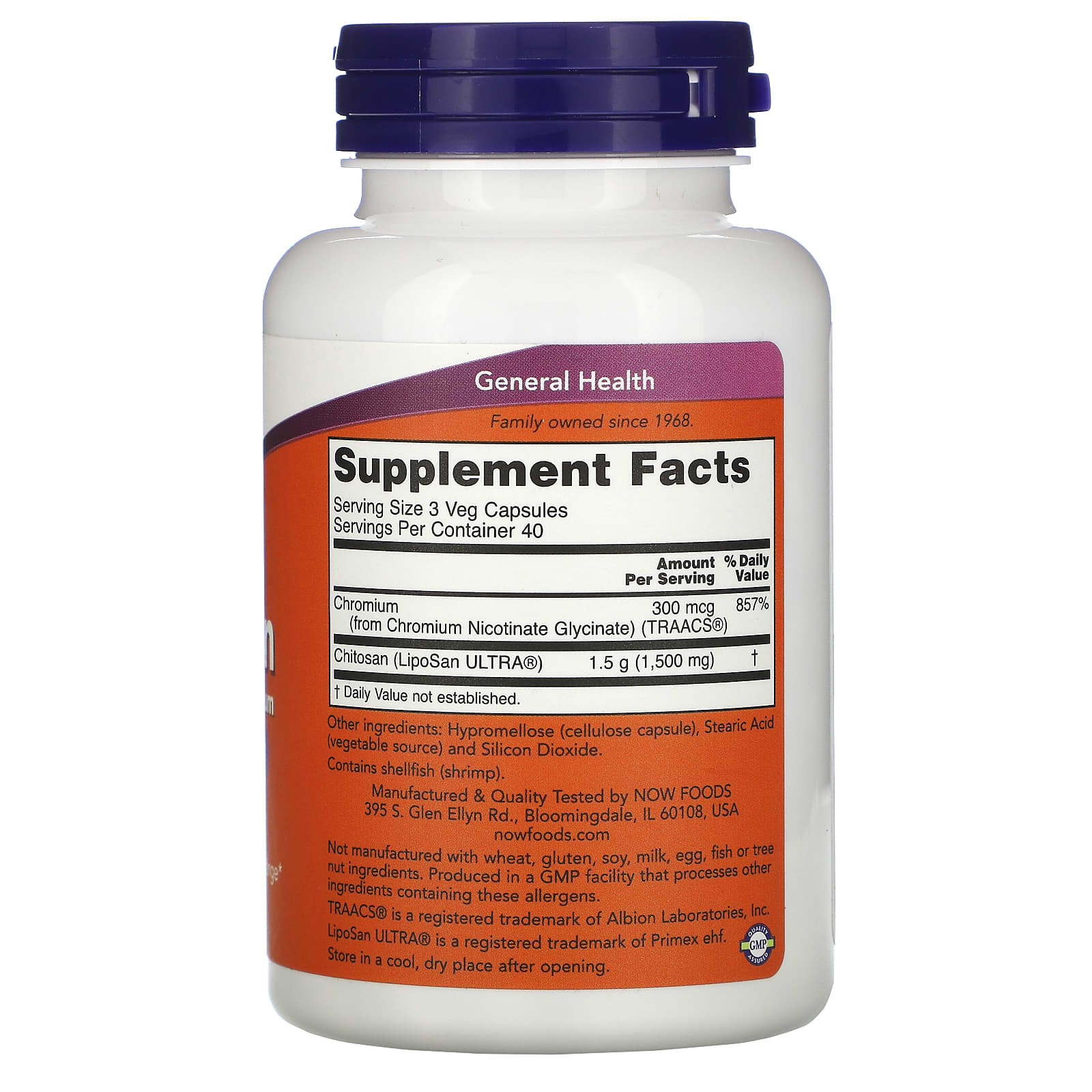 Now Foods, CHITOSAN PLUS 500mg NEW, 120 Capsules UPC 733739020253 | HiLife Vitamins