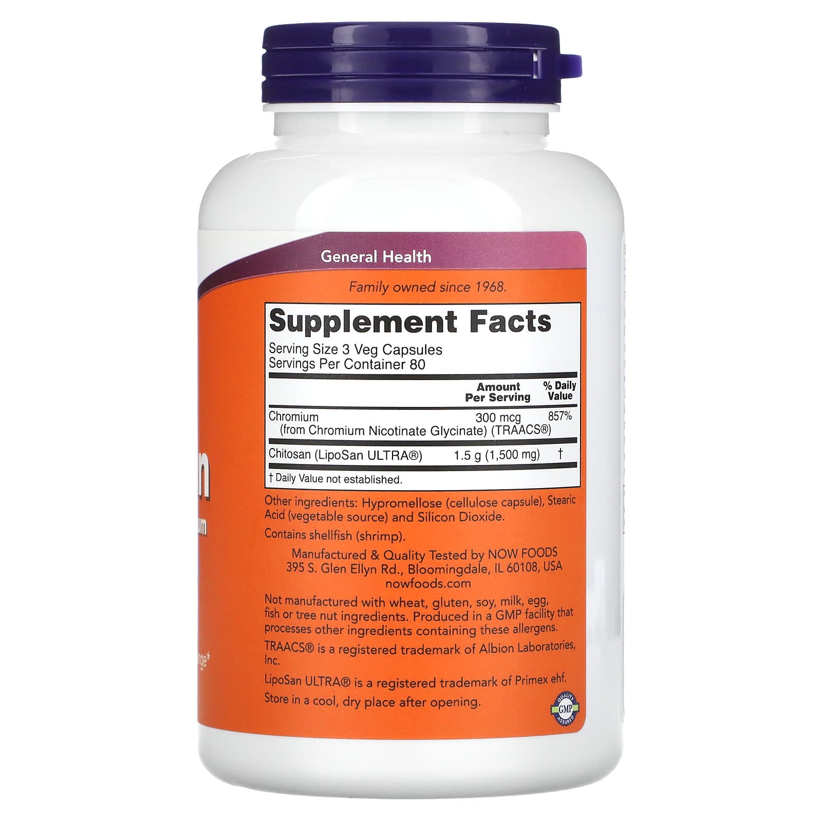 Now Foods, Chitosan 500 mg Plus, 240 Capsules UPC 733739020260 | HiLife Vitamins