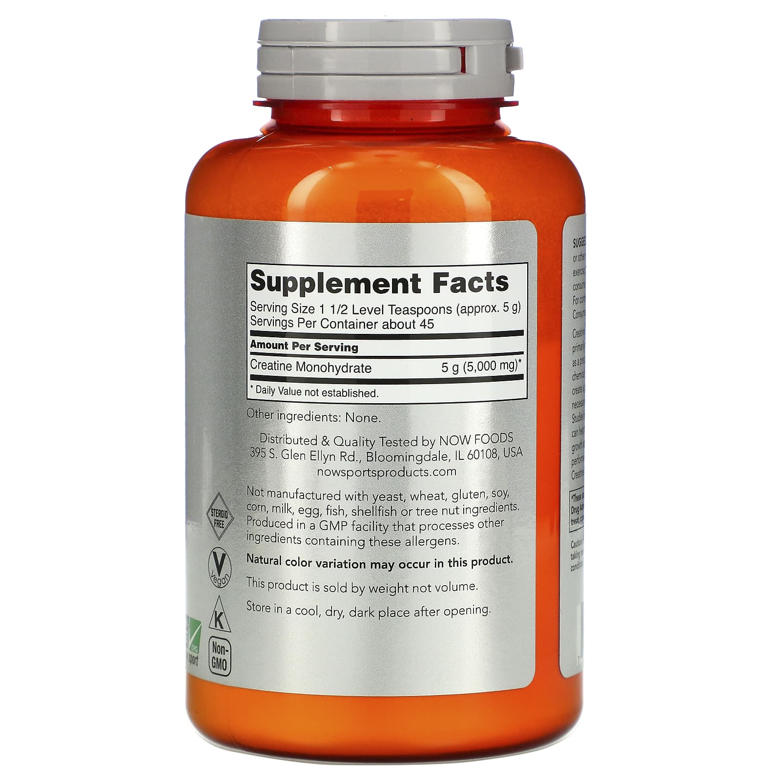 Now Foods, Creatine, 8 OZ Powder UPC 733739020307 | HiLife Vitamins