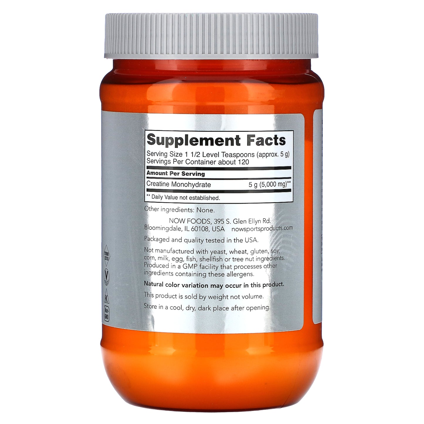Now Foods, Creatine Powder, 600 UPC 733739020314 | HiLife Vitamins