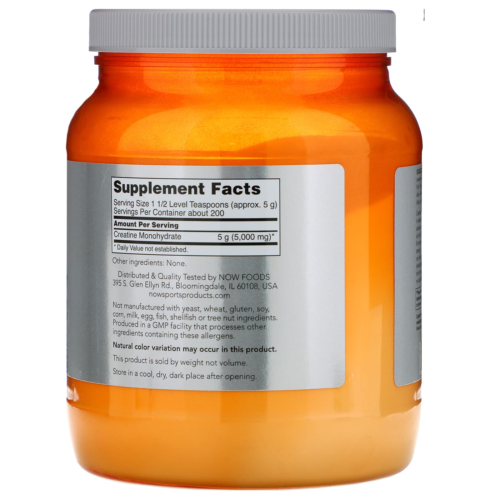 Now Foods, CREATINE POWDER PURE, 1 Powder UPC 733739020321 | HiLife Vitamins