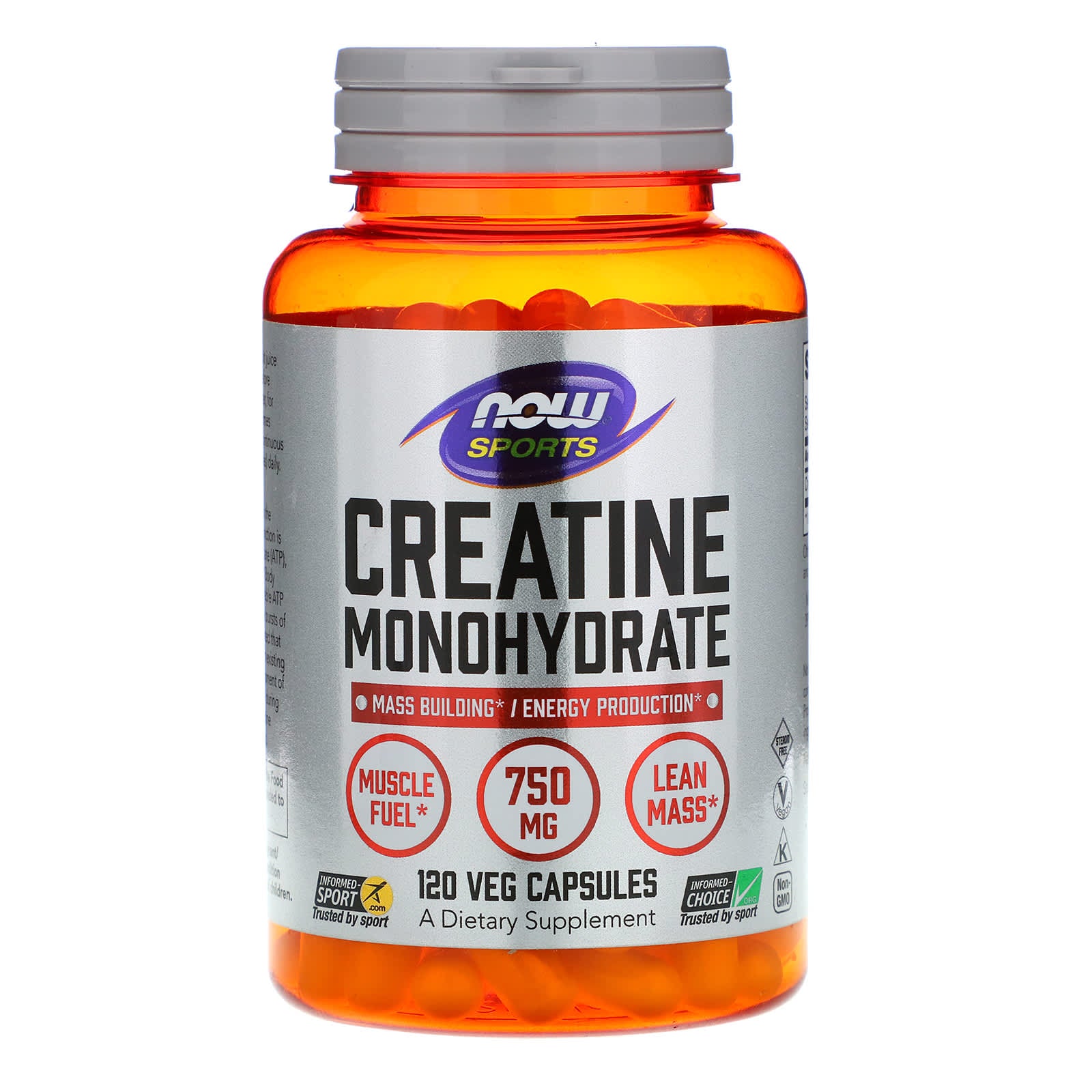 Now Foods, Creatine 750 Mg, 120 Vegetable Capsules UPC 733739020352 | HiLife Vitamins
