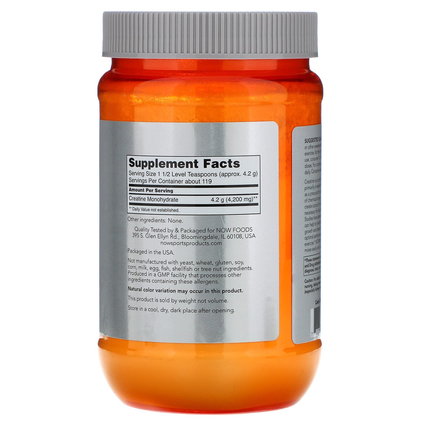 Now Foods, Creatine Micronized, 500 GM UPC 733739020383 | HiLife Vitamins