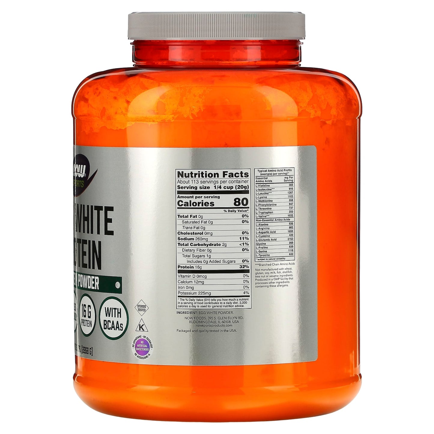 Now Foods, Sports, Egg White Protein Powder, Unflavored, 5 LB UPC 733739020437 | HiLife Vitamins