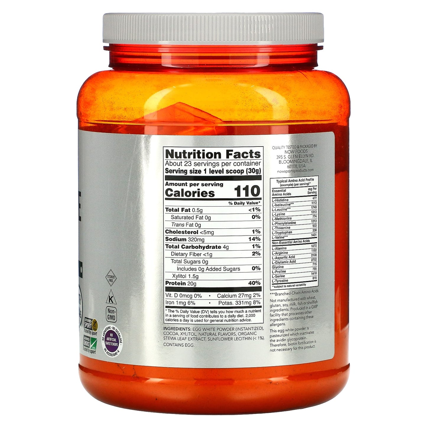 Now Foods, EGGWHITE PROTEIN CHOCOLATE, 1.5 Powder UPC 733739020444 | HiLife Vitamins