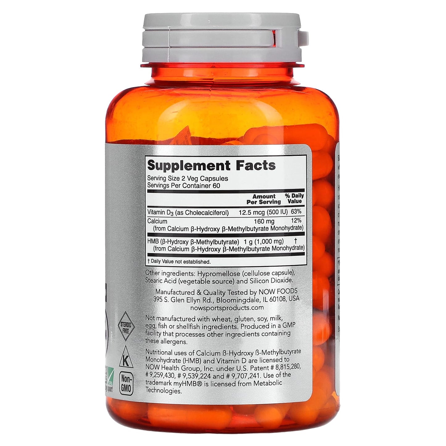 Now Foods, Hmb 500mg, 120 Veg Capsules UPC 733739020543 | HiLife Vitamins