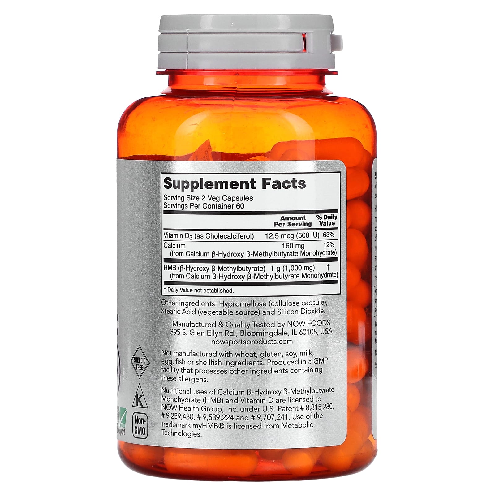 Now Foods, Hmb 500mg, 120 Veg Capsules UPC 733739020543 | HiLife Vitamins