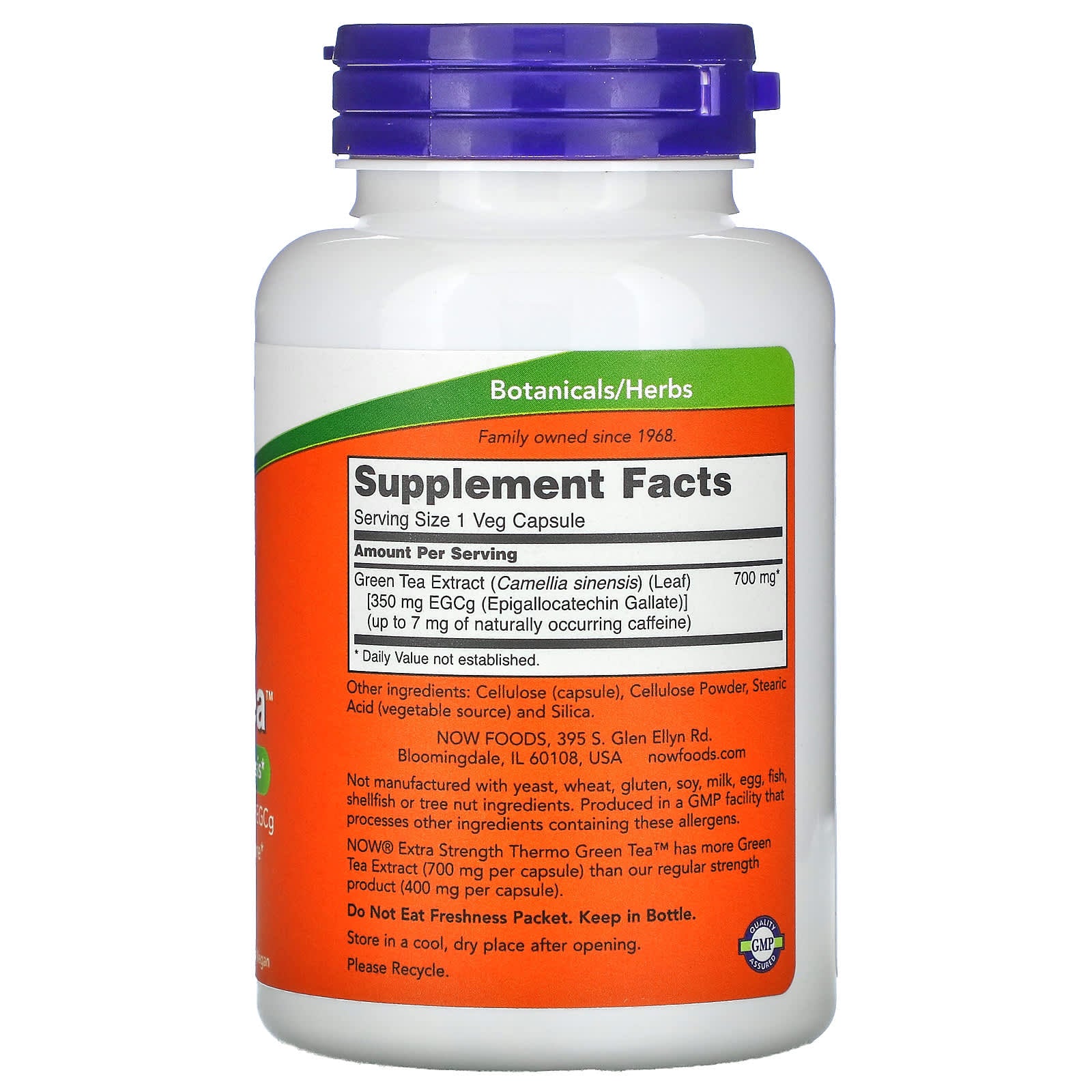 Now Foods, Thermo Green Tea, 90 Vegetarian Capsules UPC 733739020758 | HiLife Vitamins