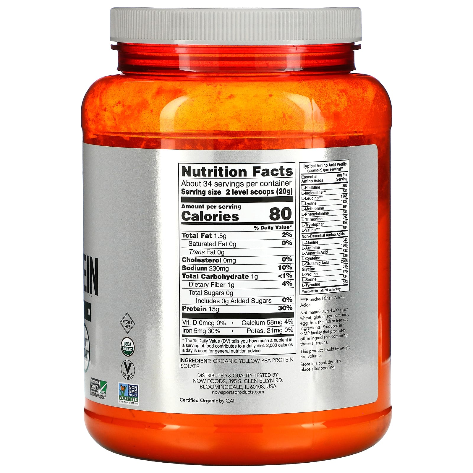 Now Foods, ORGANIC PEA PROTEIN, 1.5 LB UPC 733739021083 | HiLife Vitamins