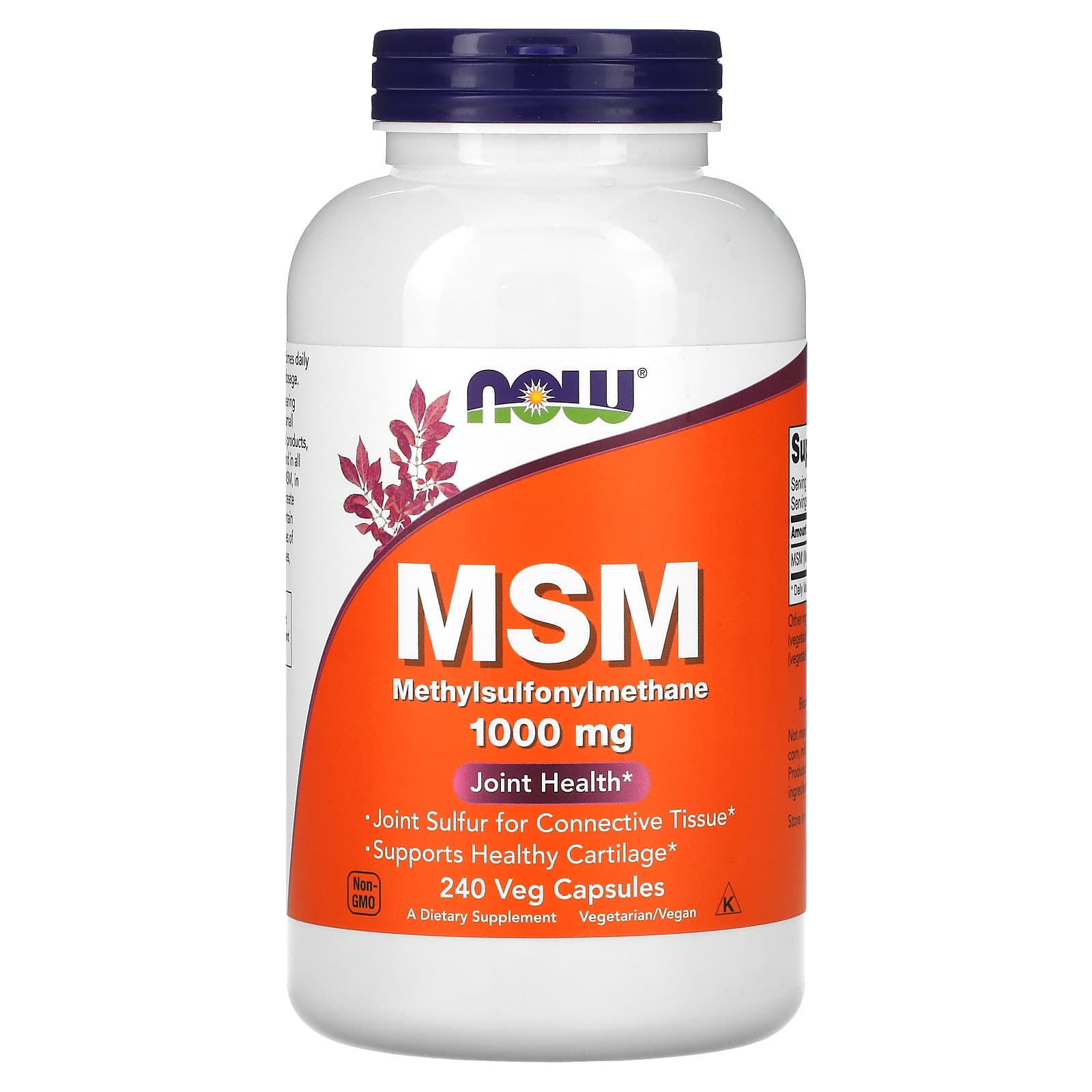 Now Foods, MSM, 1,000 mg, 240 Veg Capsules UPC 733739021212 | HiLife Vitamins