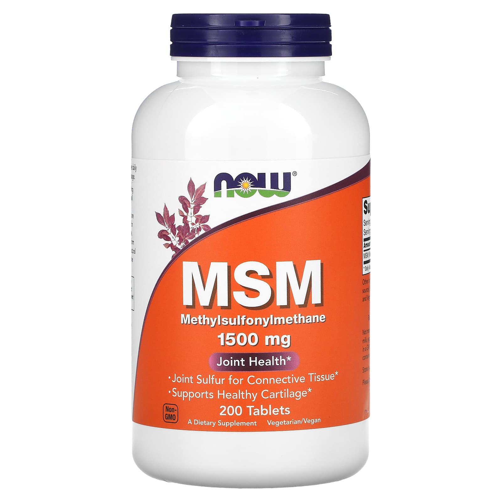 Now Foods, MSM, 1,500 mg, 200 Tablets UPC 733739021311 | HiLife Vitamins