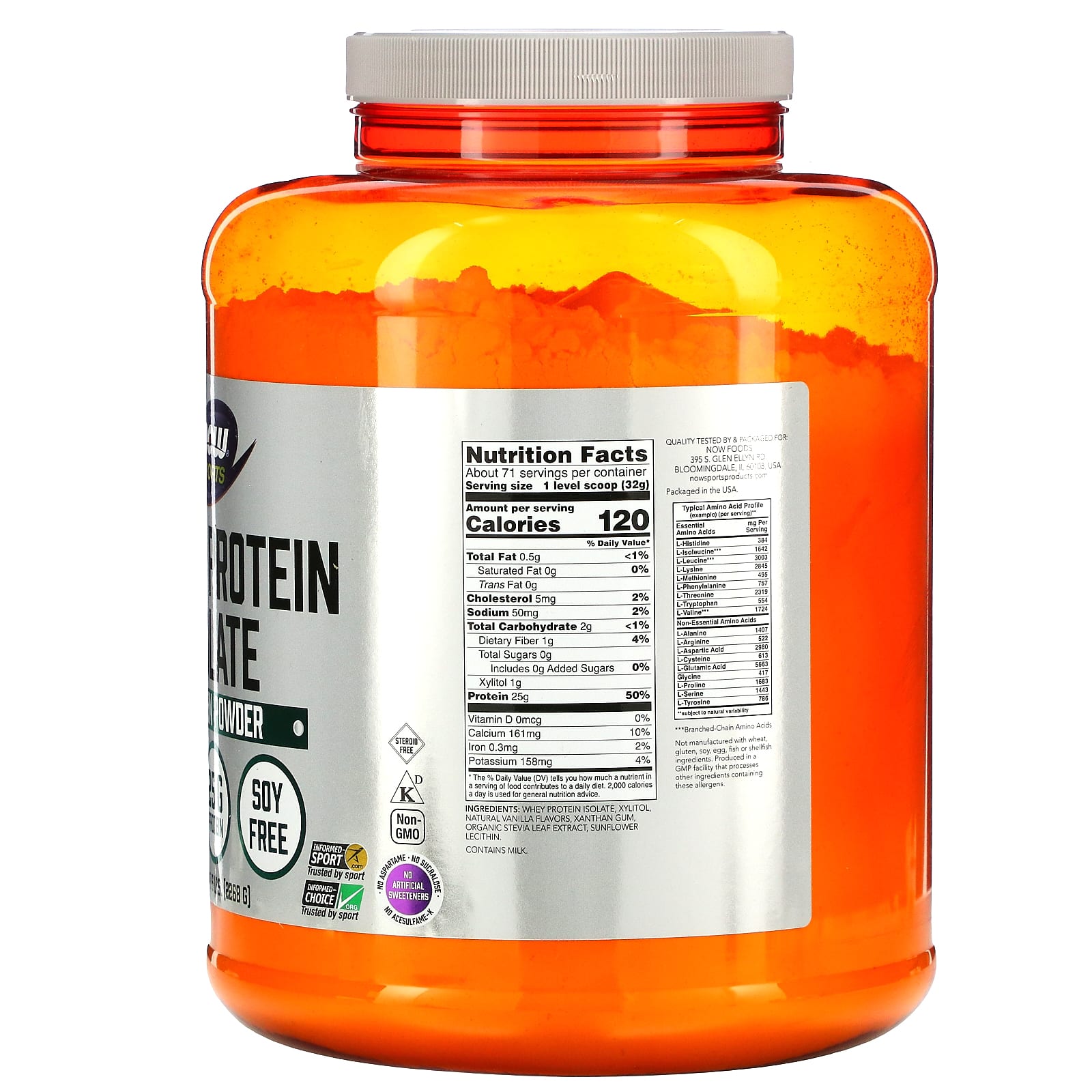 Now Foods, Whey Protein Isolate Powder Creamy Vanilla, 5 lbs UPC 733739021595 | HiLife Vitamins