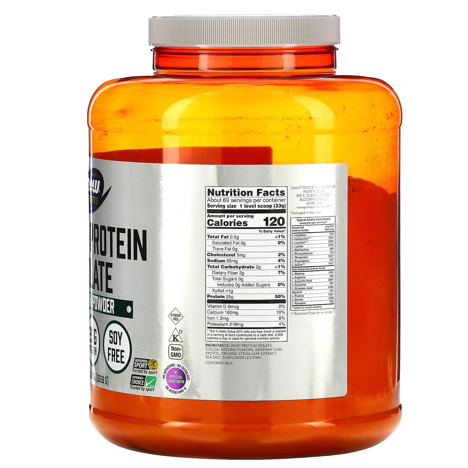 Now Foods, WHEY PROTEIN ISOLATE CHOCOLATE, 5 Powder UPC 733739021663 | HiLife Vitamins