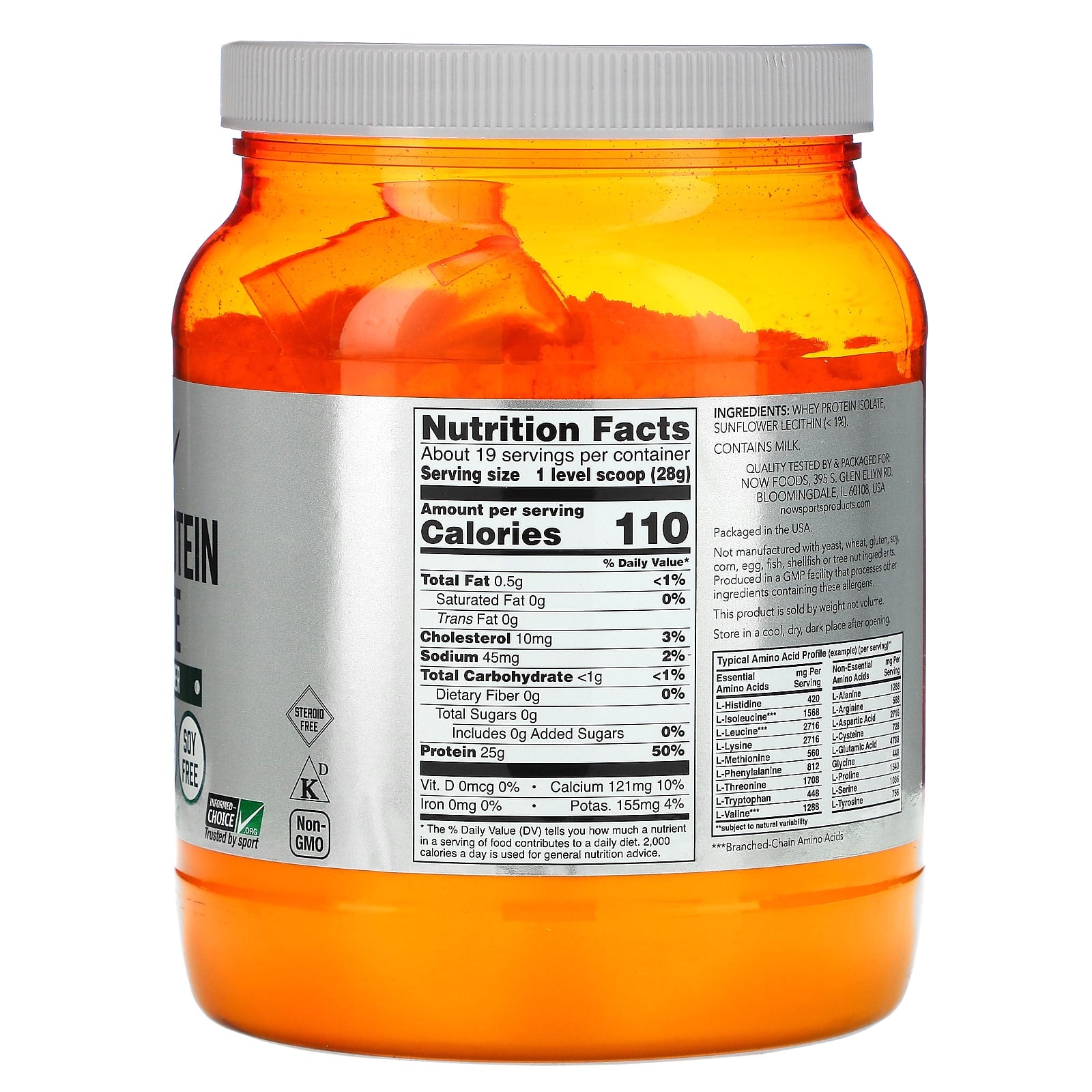 Now Foods, Sports, Whey Protein Isolate, Unflavored, 1.2 lbs (544 g) UPC 733739021724 | HiLife Vitamins