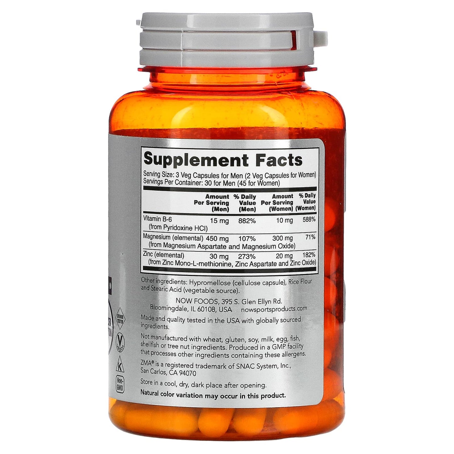 Now Foods, ZMA 800MG 90, 90 Capsules UPC 733739022004 | HiLife Vitamins