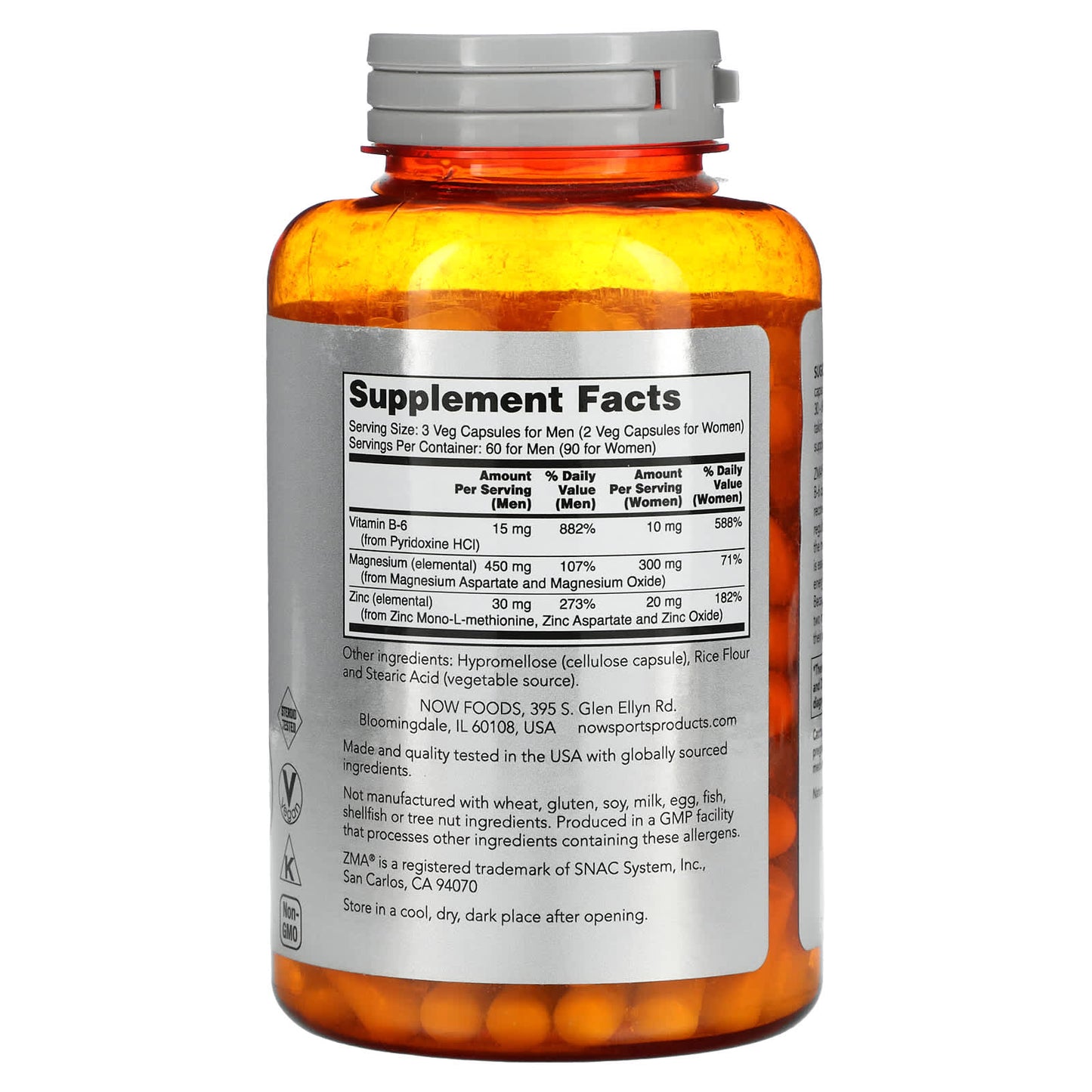 Now Foods, ZMA 800MG 180, 180 Capsules UPC 733739022011 | HiLife Vitamins