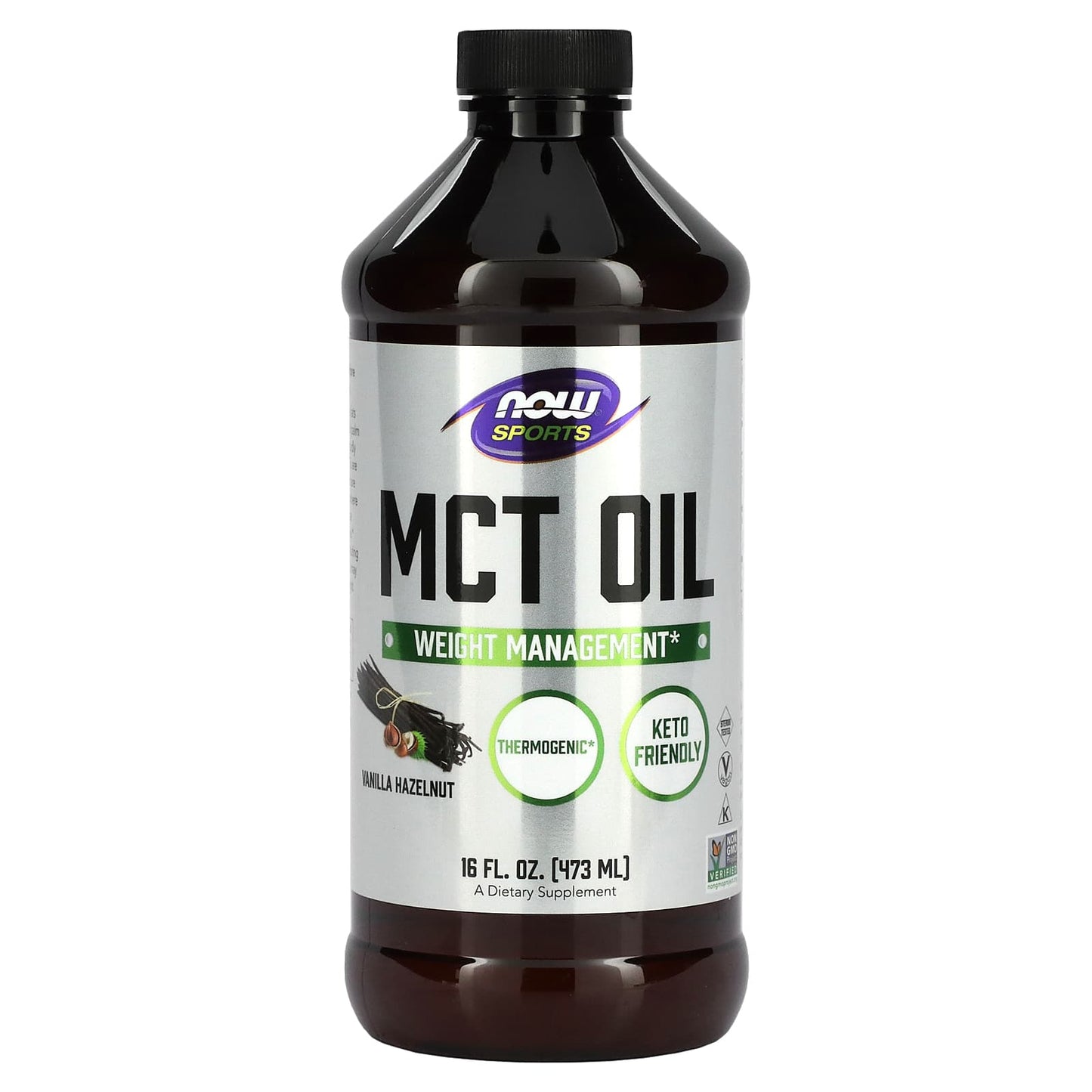 Now Foods, Mct Oil - Vanilla Hazelnut Flavor, FL OZ oil UPC 733739022097 | HiLife Vitamins