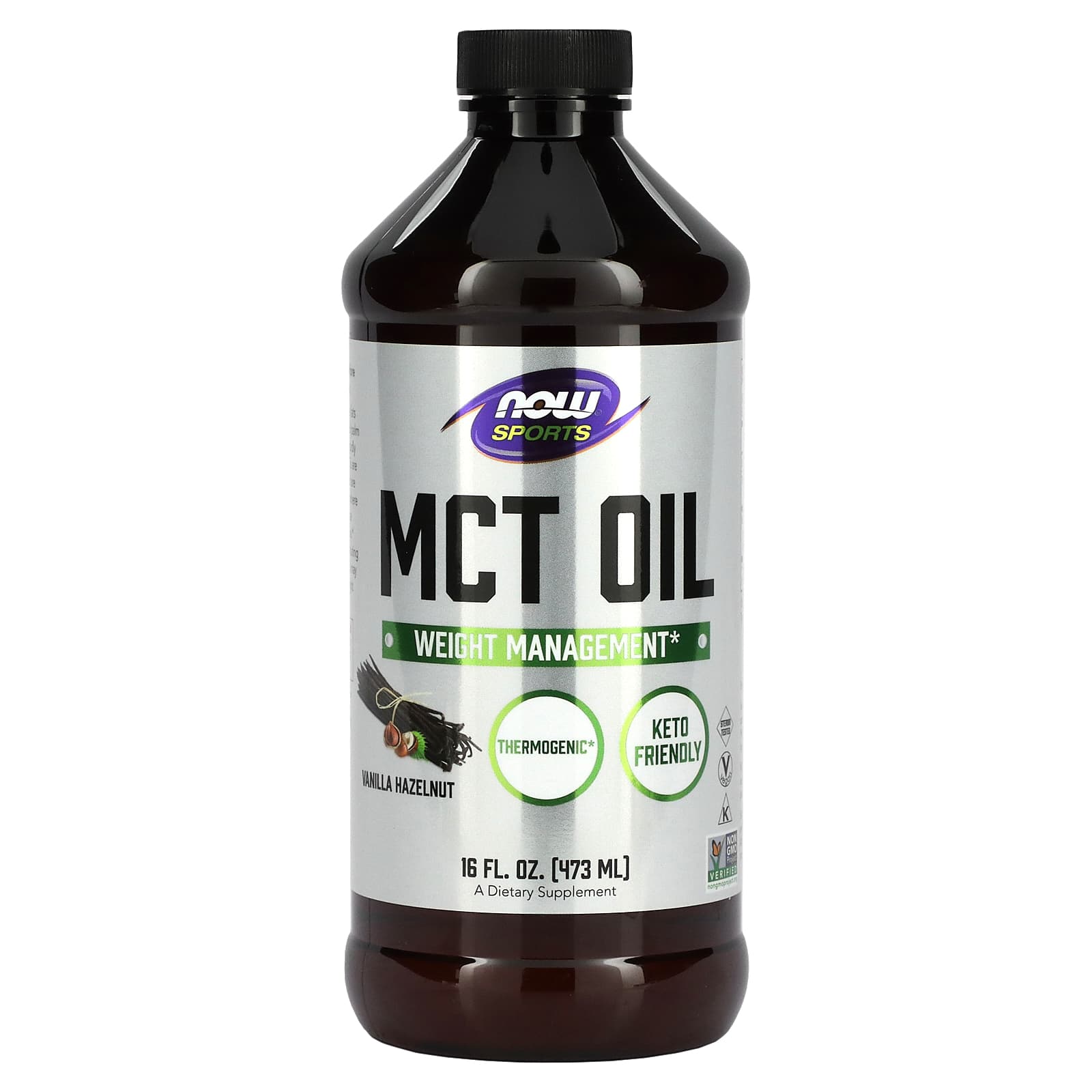 Now Foods, Mct Oil - Vanilla Hazelnut Flavor, FL OZ oil UPC 733739022097 | HiLife Vitamins