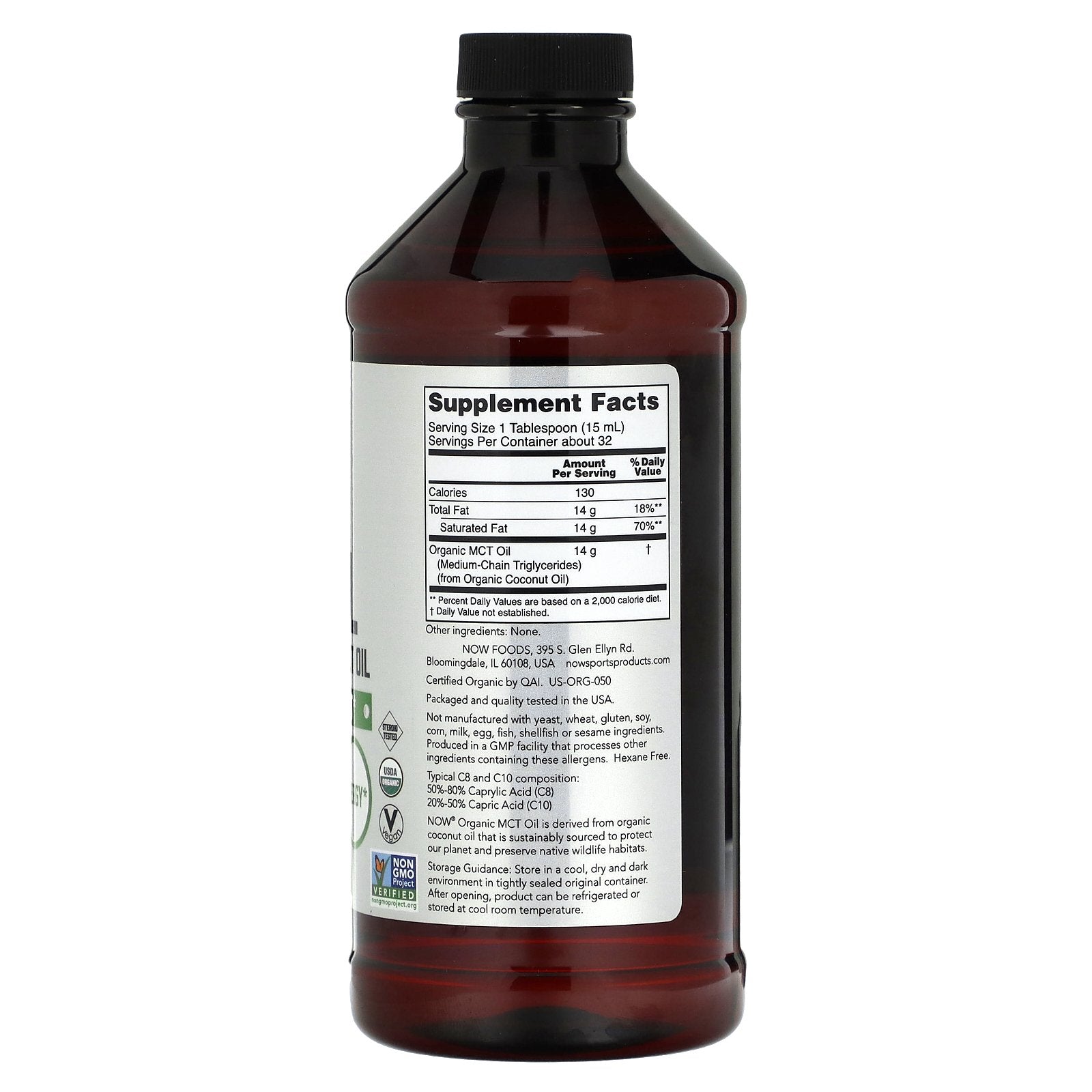 Now Foods, Sports, Organic MCT Oil, 16 fl OZ UPC 733739022356 | HiLife Vitamins