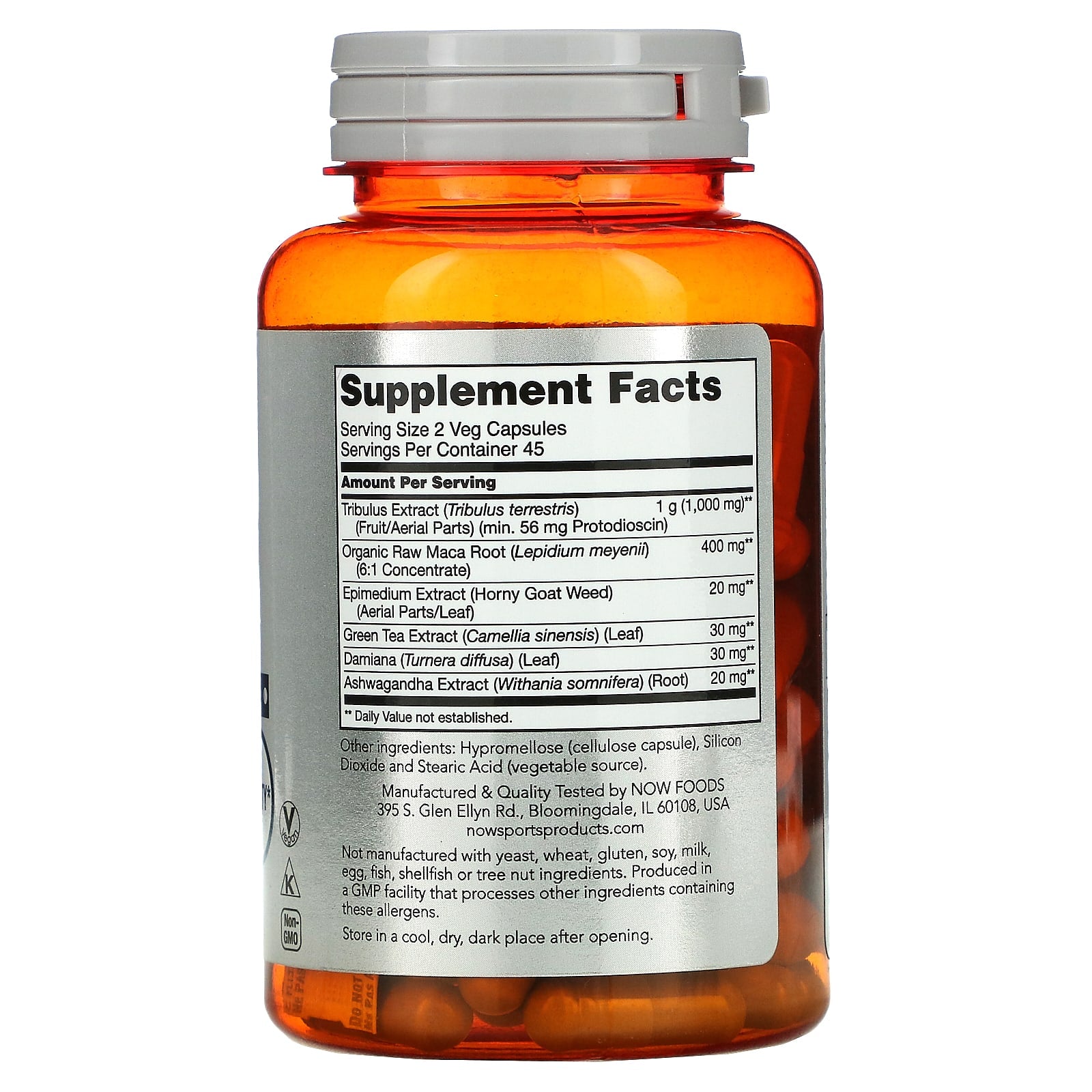 Now Foods, Tribulus Extreme, Men's Health, 90 Veg Capsules UPC 733739022738 | HiLife Vitamins
