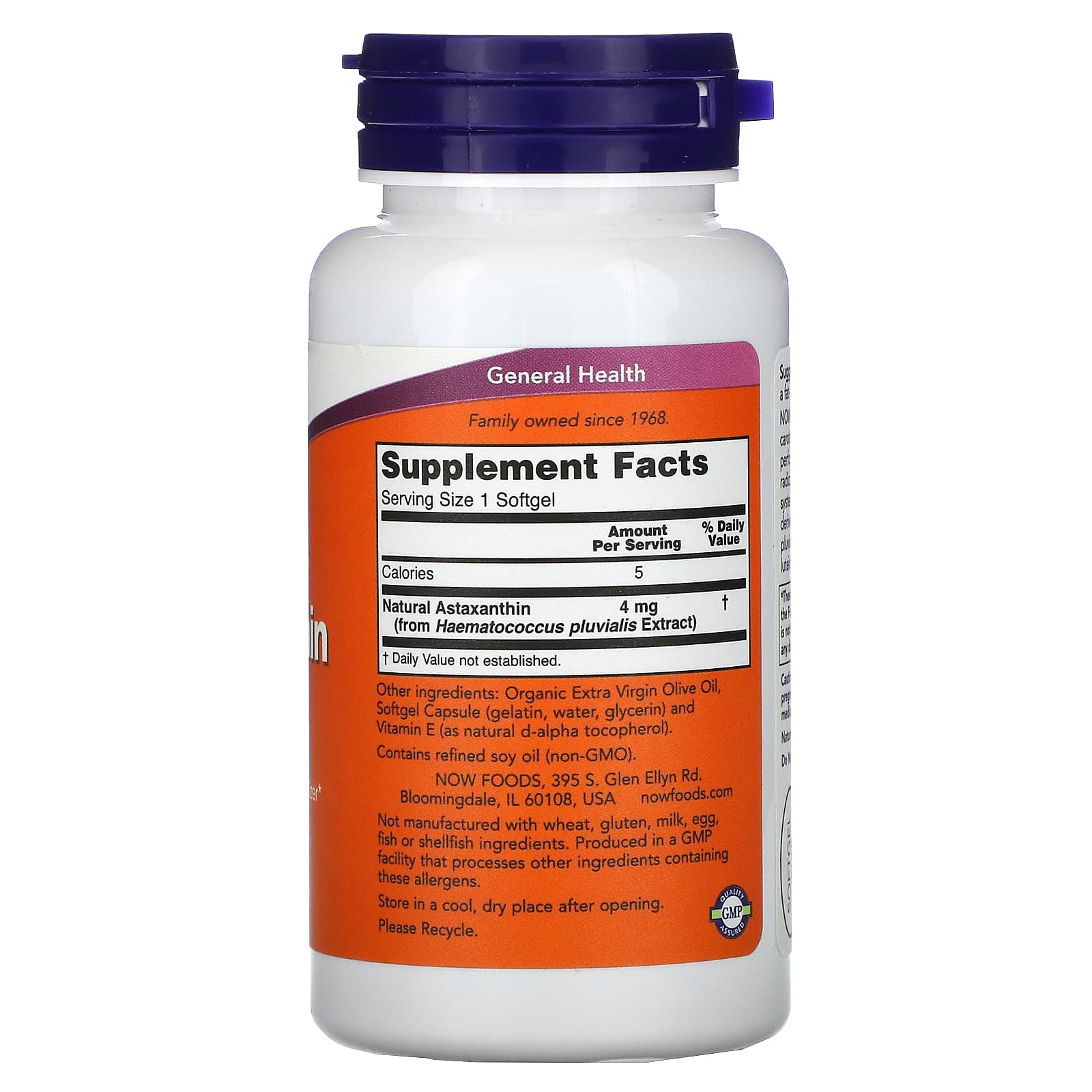 Now Foods, Astaxanthin 4 mg, 90 Softgels UPC 733739023056 | HiLife Vitamins