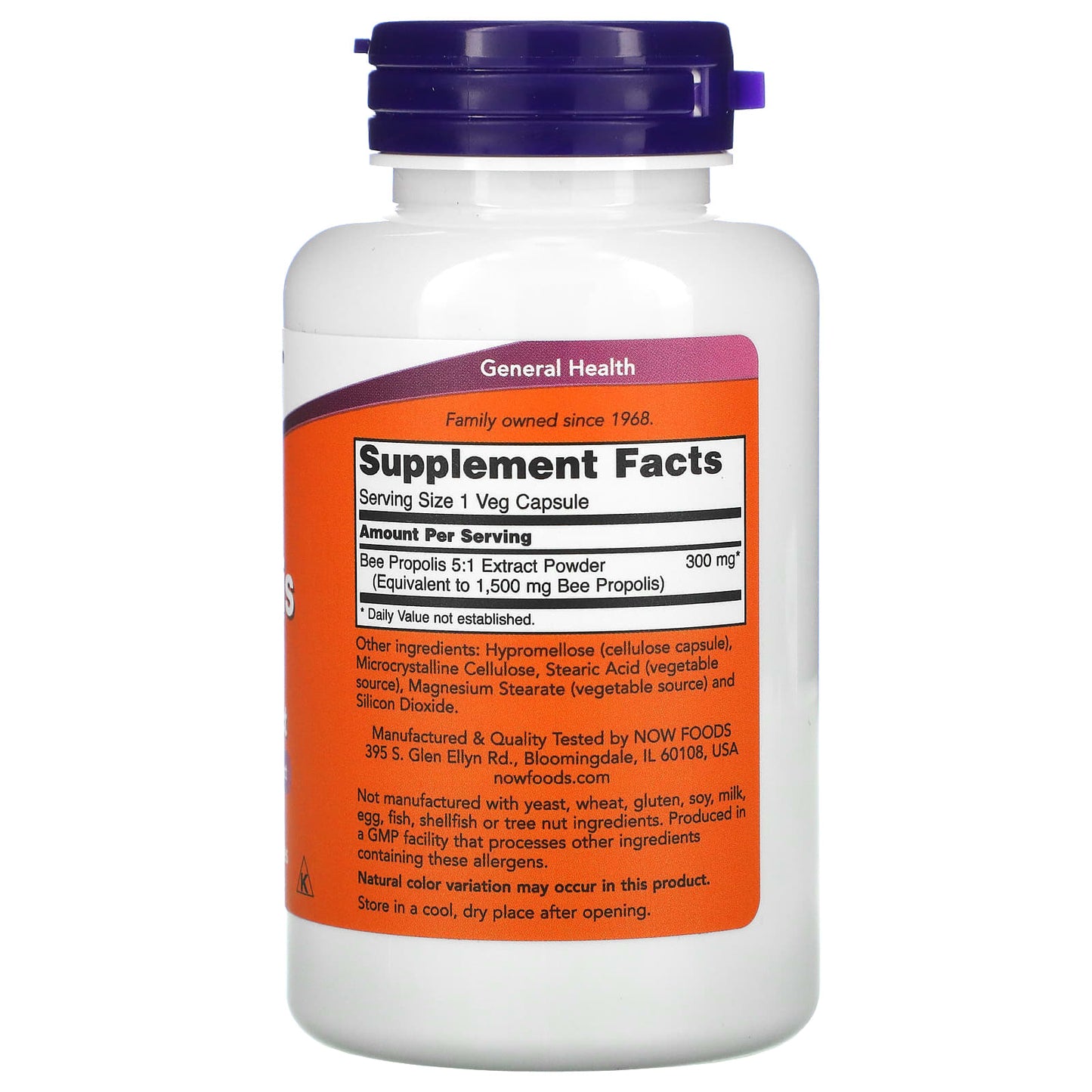Now Foods, PROPOLIS 500mg, 100 Capsules UPC 733739025401 | HiLife Vitamins