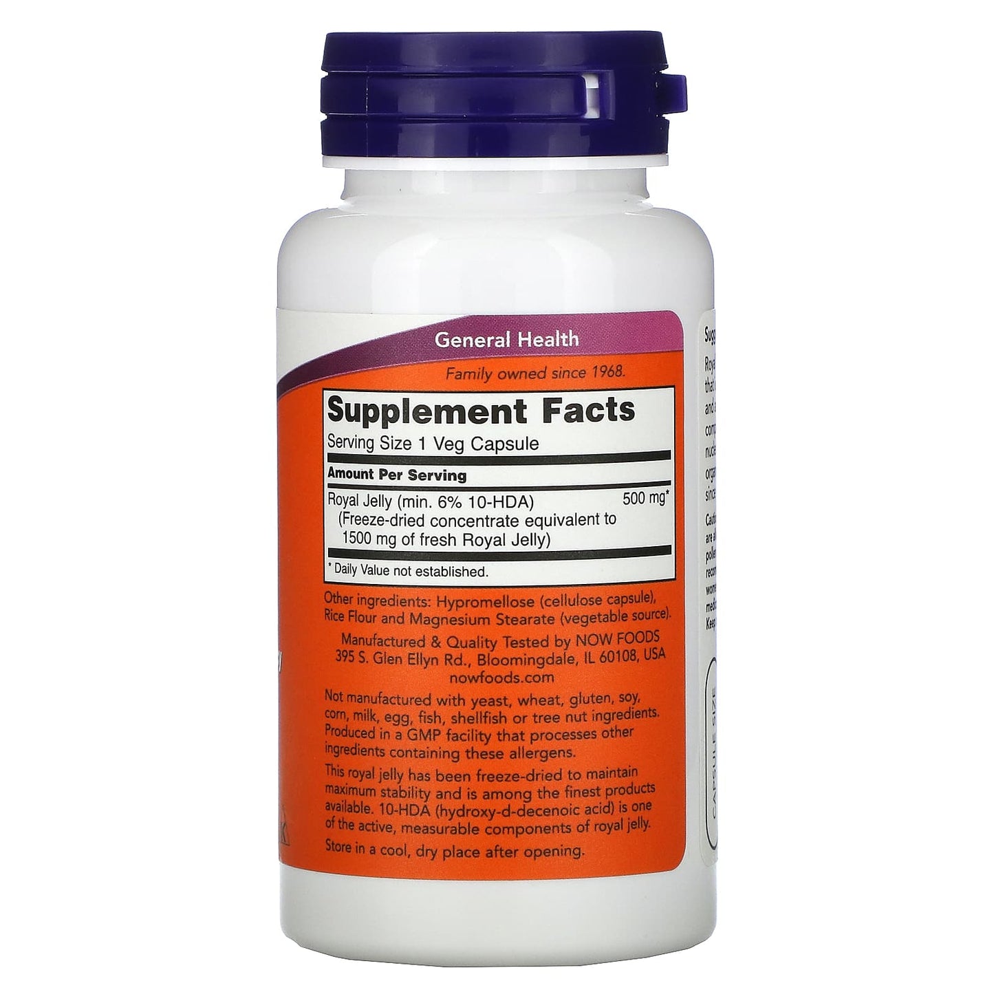Now Foods, Royal Jelly 1500 mg, 60 CAPS UPC 733739025654 | HiLife Vitamins