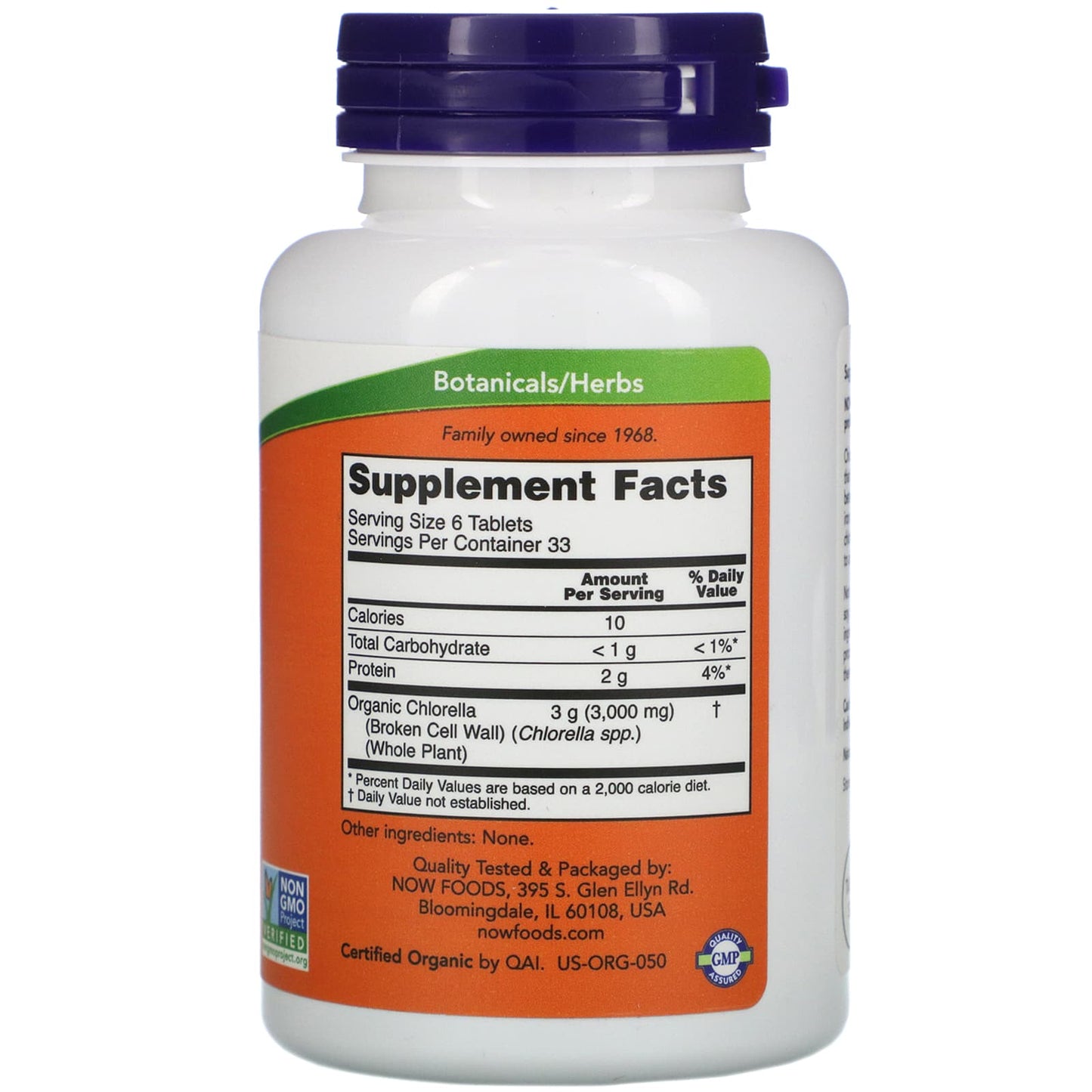 Now Foods, Chlorella 500 mg (Certified Organic), 200 Tablets UPC 733739026316 | HiLife Vitamins