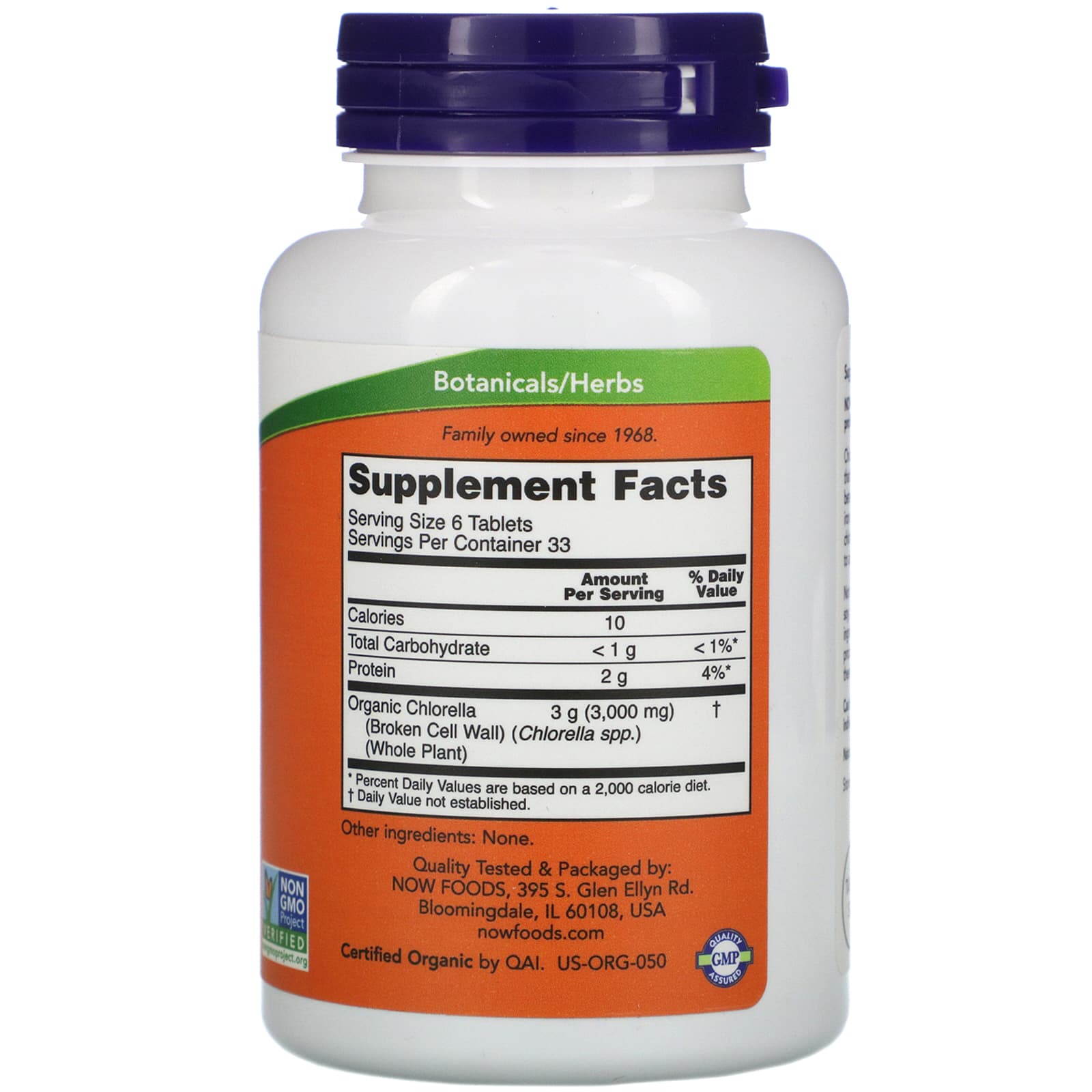 Now Foods, Chlorella 500 mg (Certified Organic), 200 Tablets UPC 733739026316 | HiLife Vitamins
