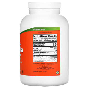 Now Foods, Chlorella Powder, 1 UPC 733739026385 | HiLife Vitamins