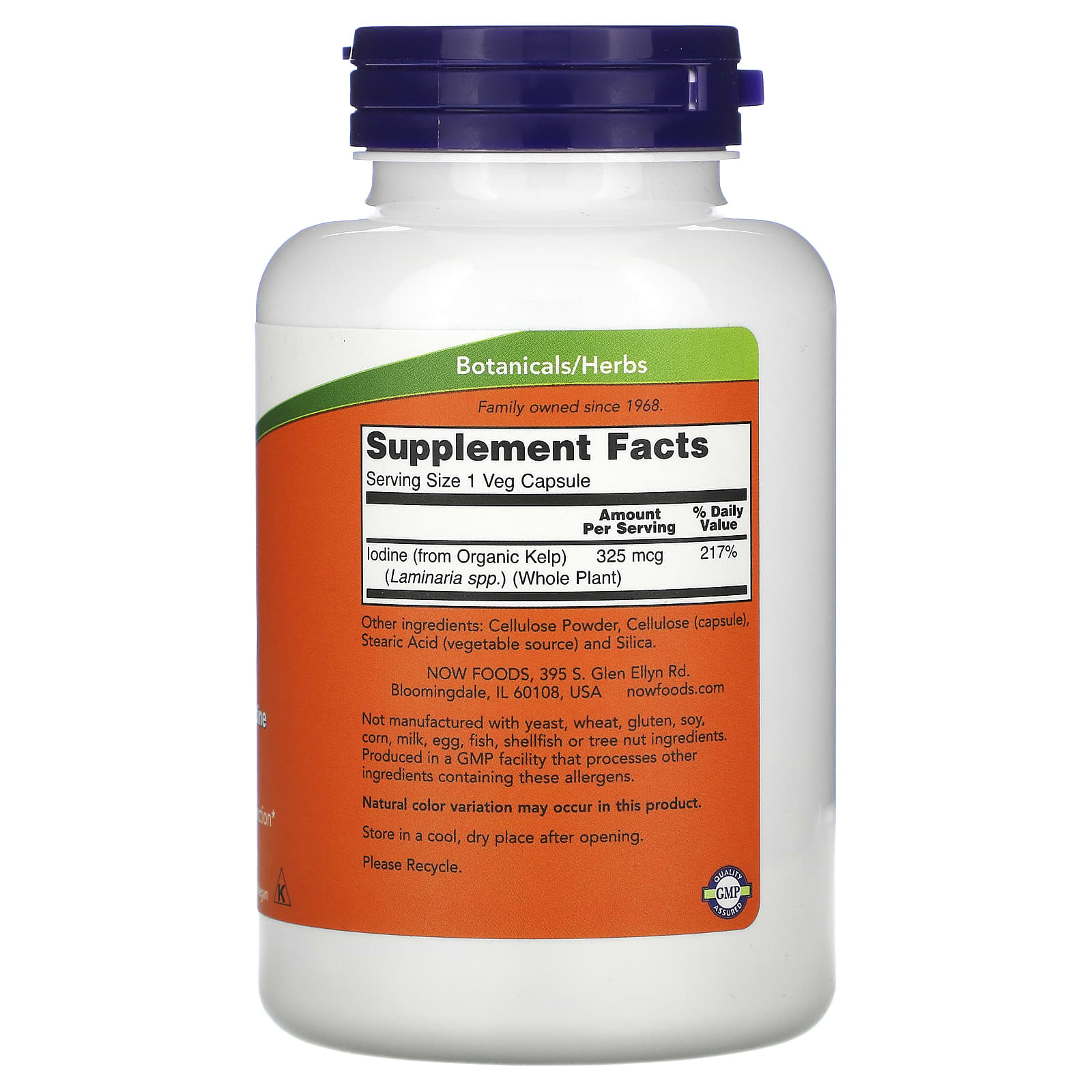 Now Foods, Kelp 550 mg 250, 250 Veg Capsules UPC 733739026750 | HiLife Vitamins
