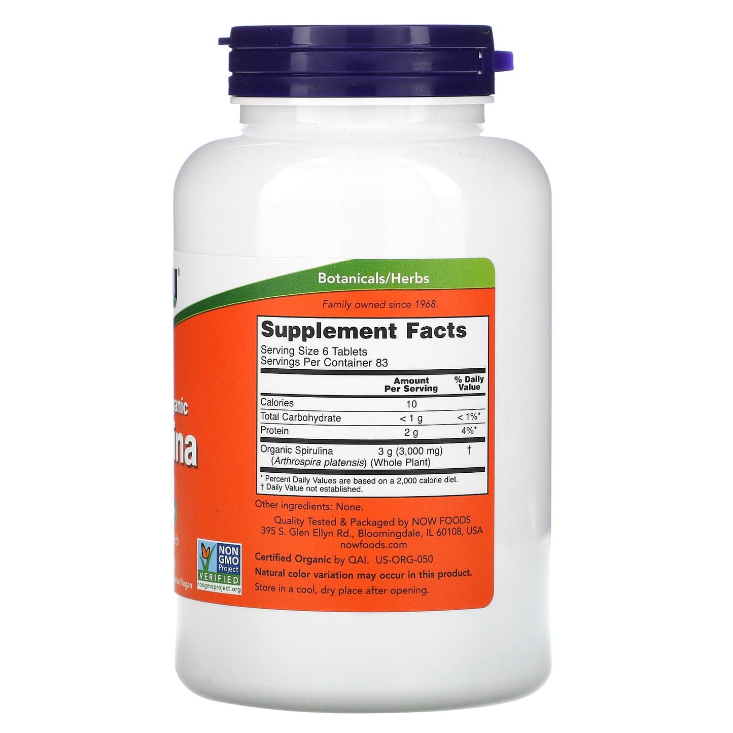 Now Foods, Spirulina 500 mg, 500 Tablets UPC 733739027009 | HiLife Vitamins