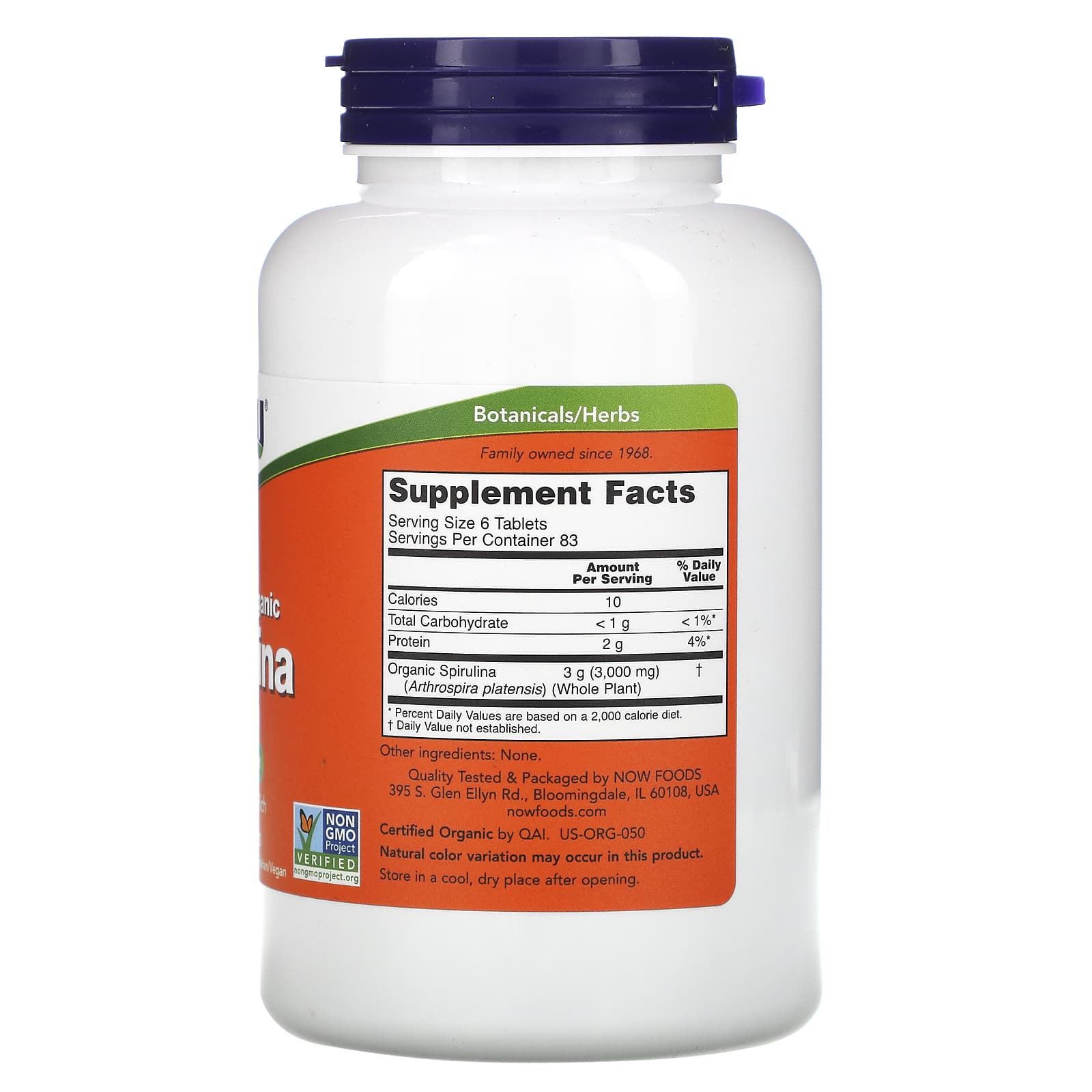 Now Foods, Spirulina 500 mg, 500 Tablets UPC 733739027009 | HiLife Vitamins